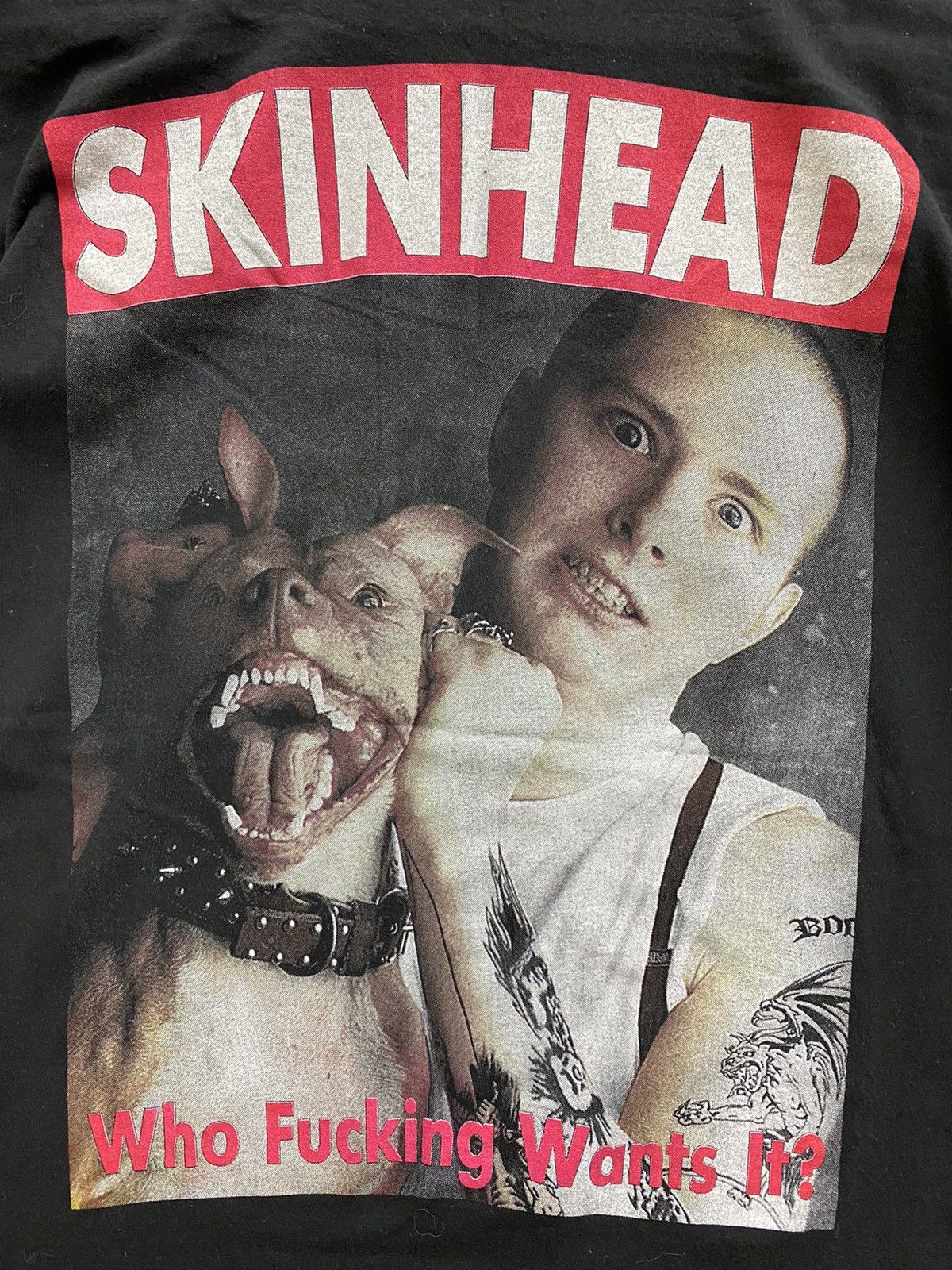 Band Tees vintage 90s SKINHEAD who f*cking want it? promo t-shirts Size US XL / EU 56 / 4 - 3 Thumbnail