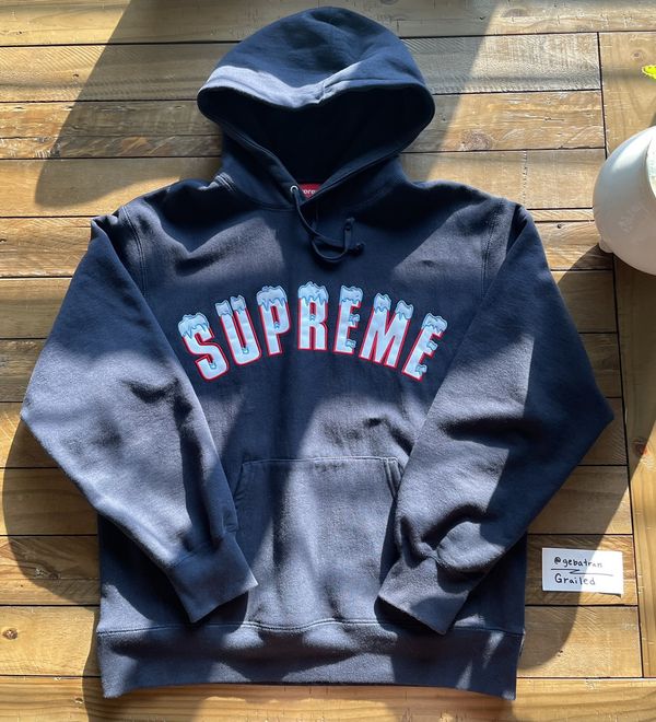 Supreme Supreme Icy Arc Hooded Sweatshirt Navy Medium | Grailed