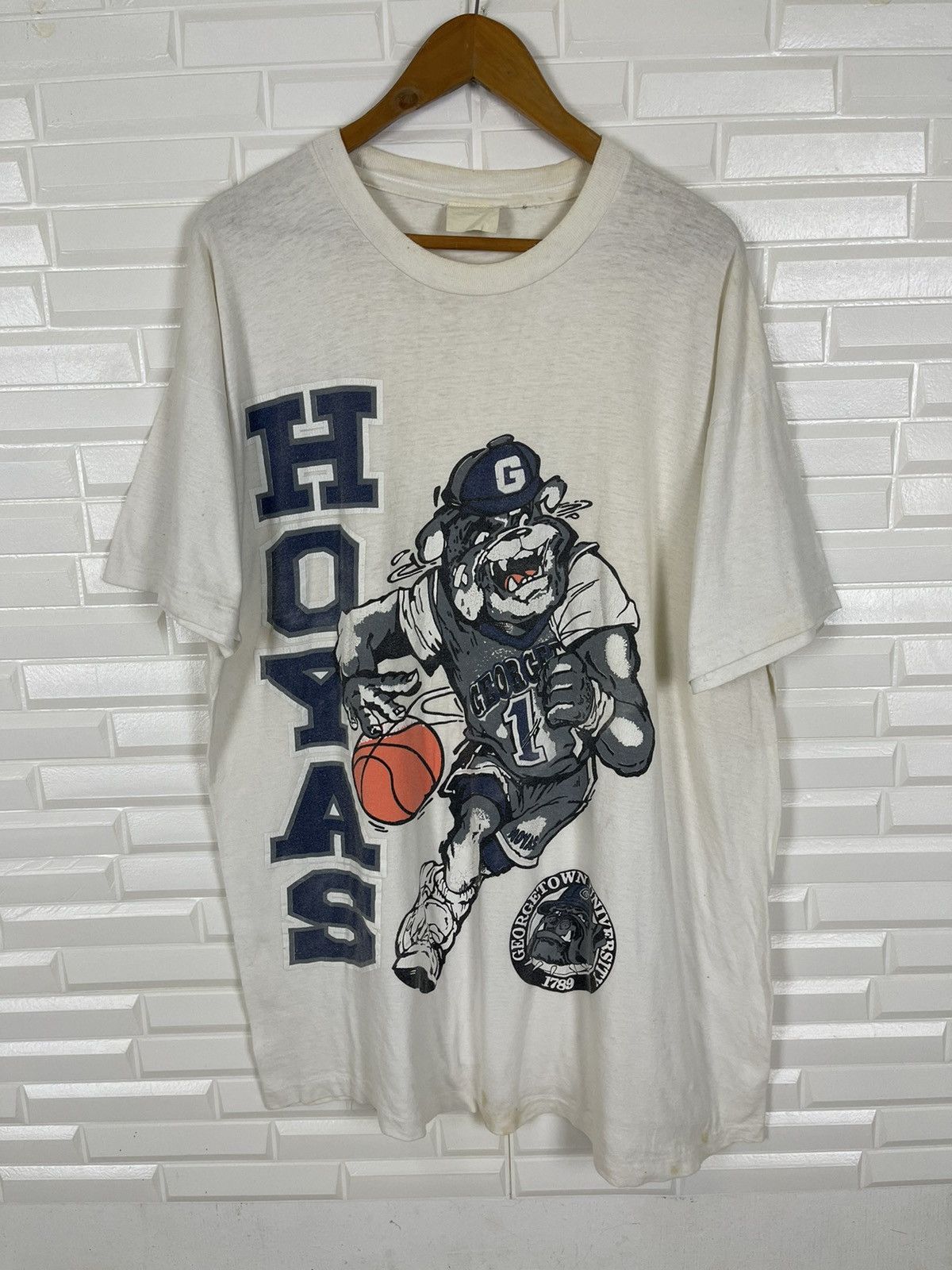 Vintage Big Logo HOYAS George University 1789 Size US XL / EU 56 / 4 - 4 Thumbnail