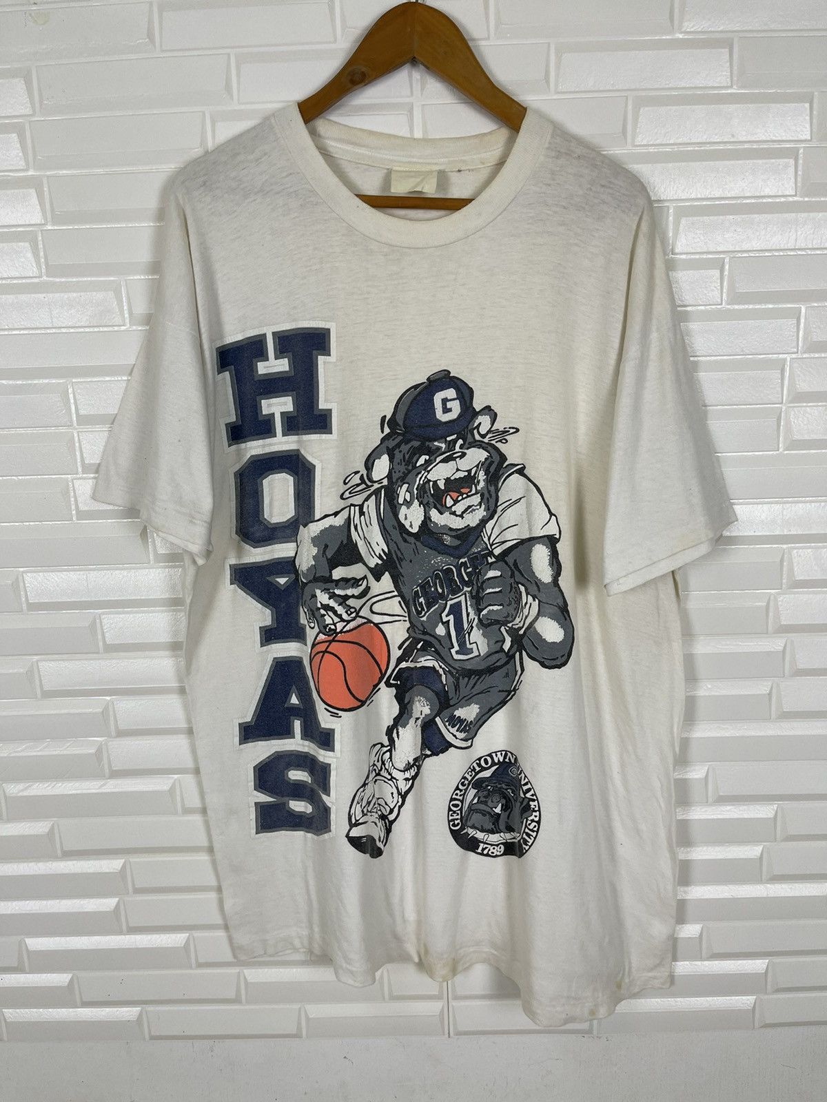 Vintage Big Logo HOYAS George University 1789 Size US XL / EU 56 / 4 - 1 Thumbnail