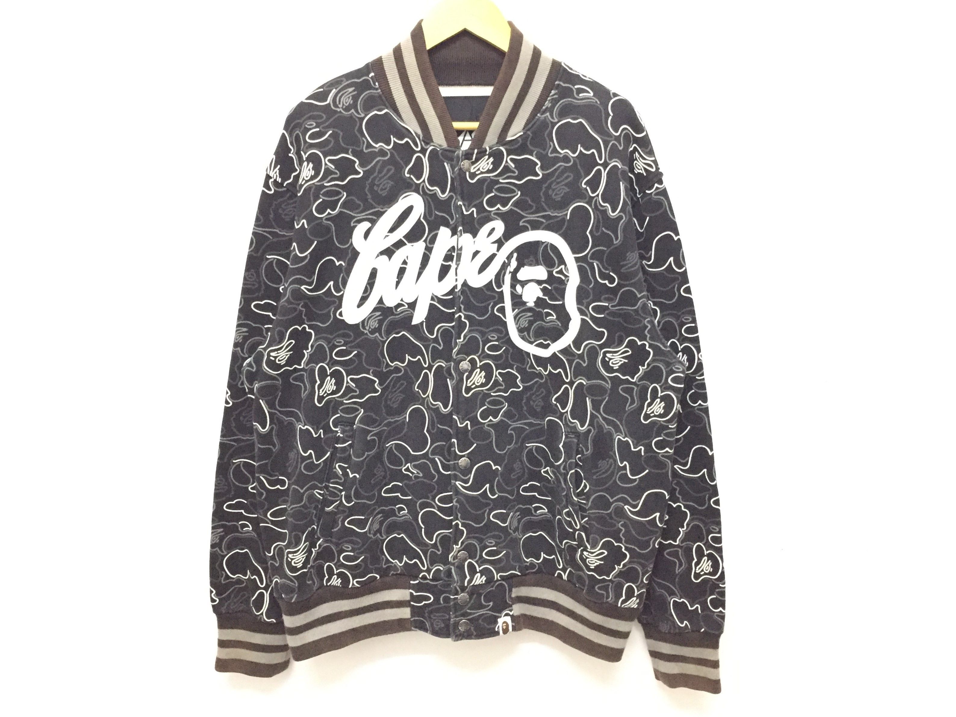image of Bape 2006 Neon Camo Sweat Varsity Jacket in Black, Men's (Size Large)