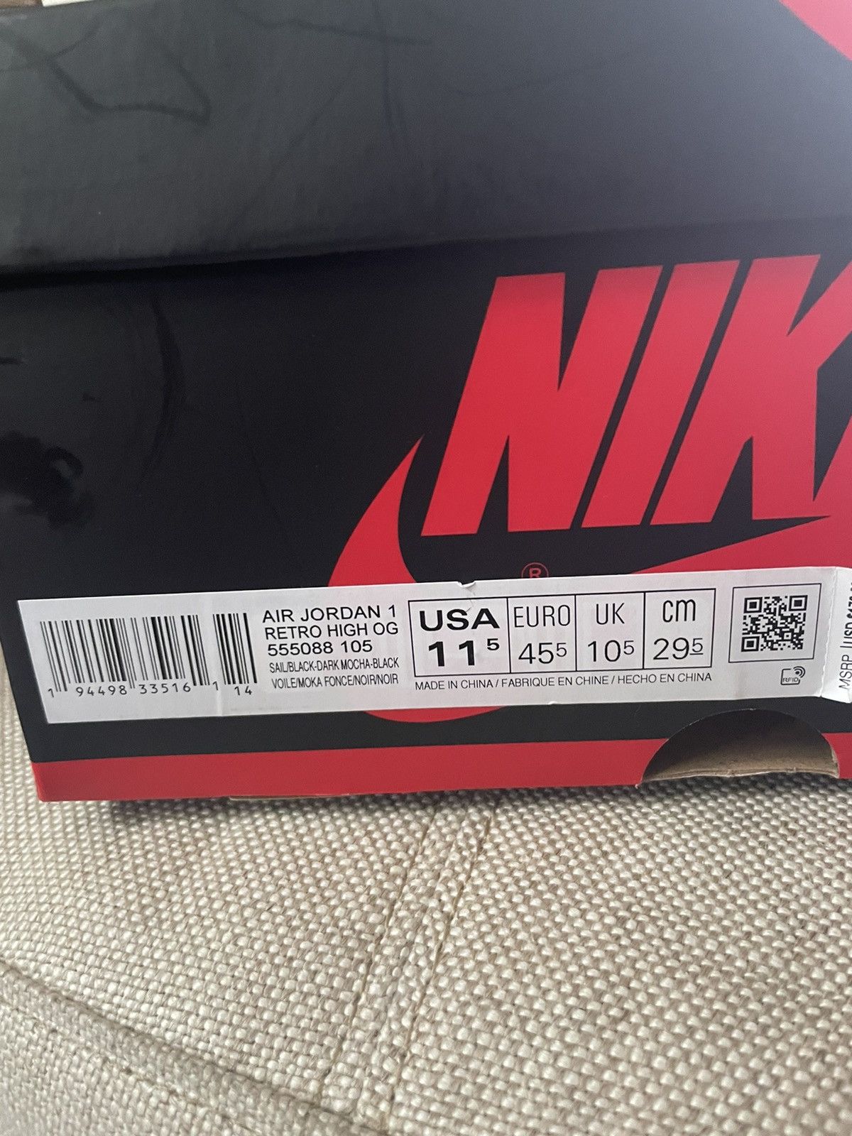 Jordan Brand Air Jordan 1 Retro High OG “Mocha” Size US 11.5 / EU 44-45 - 2 Thumbnail