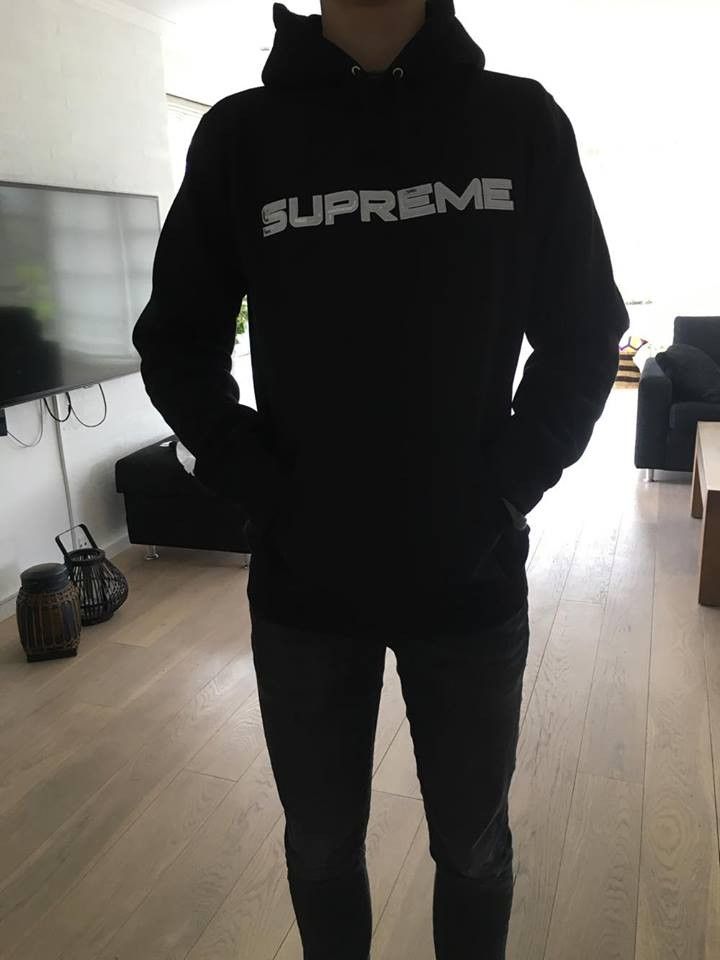 Supreme Supreme Sequin Logo Hooded Sweatshirt Hoodie Black Size 