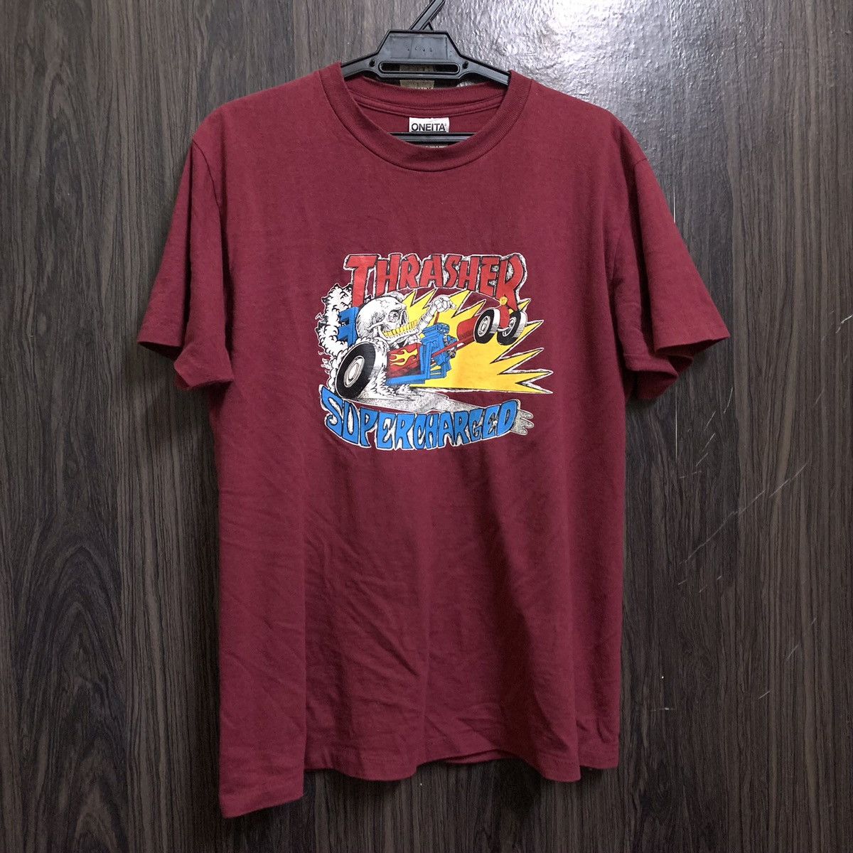 Thrasher Vintage 80s 90s Thrasher Supercharged Skateboard T Shirt Size US M / EU 48-50 / 2 - 1 Thumbnail
