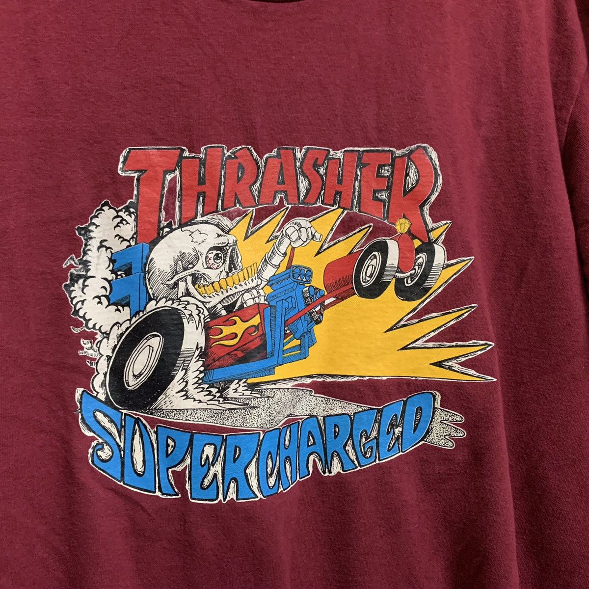 Thrasher Vintage 80s 90s Thrasher Supercharged Skateboard T Shirt Size US M / EU 48-50 / 2 - 4 Thumbnail