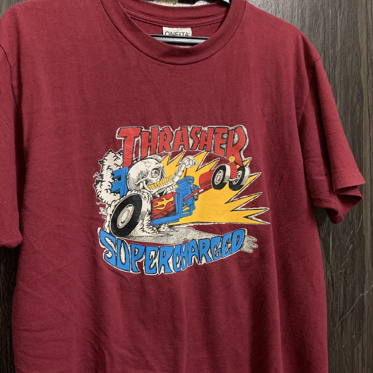 Thrasher Vintage 80s 90s Thrasher Supercharged Skateboard T Shirt Size US M / EU 48-50 / 2 - 3 Thumbnail