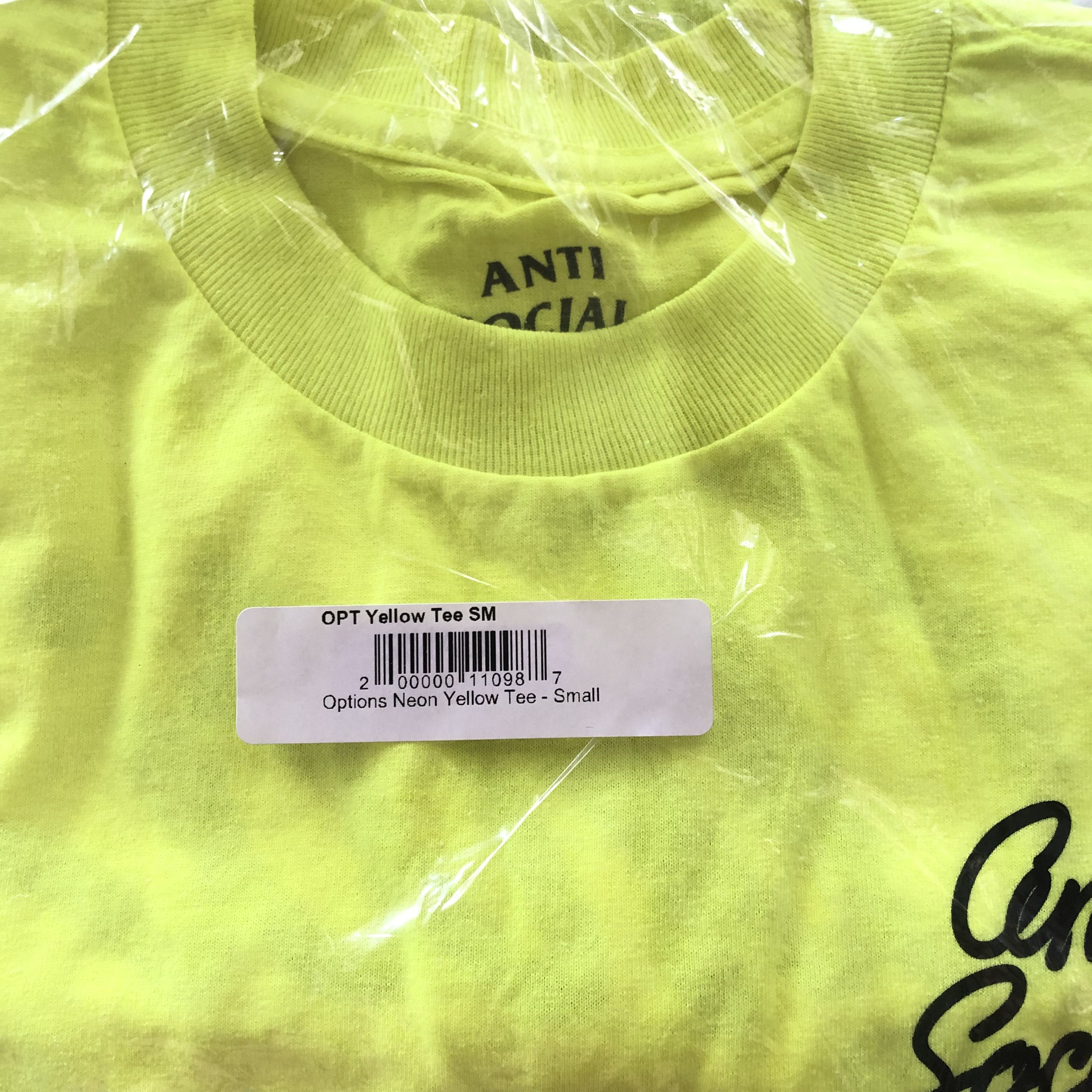 Anti Social Social Club DS BLACK ASSC OPT Options Yellow Tee FTP FOG CDG Bape KITH Size US S / EU 44-46 / 1 - 2 Thumbnail