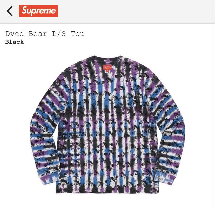 Supreme Supreme Dyed Bear Long Sleeve T-Shirt Black Size L - SS21