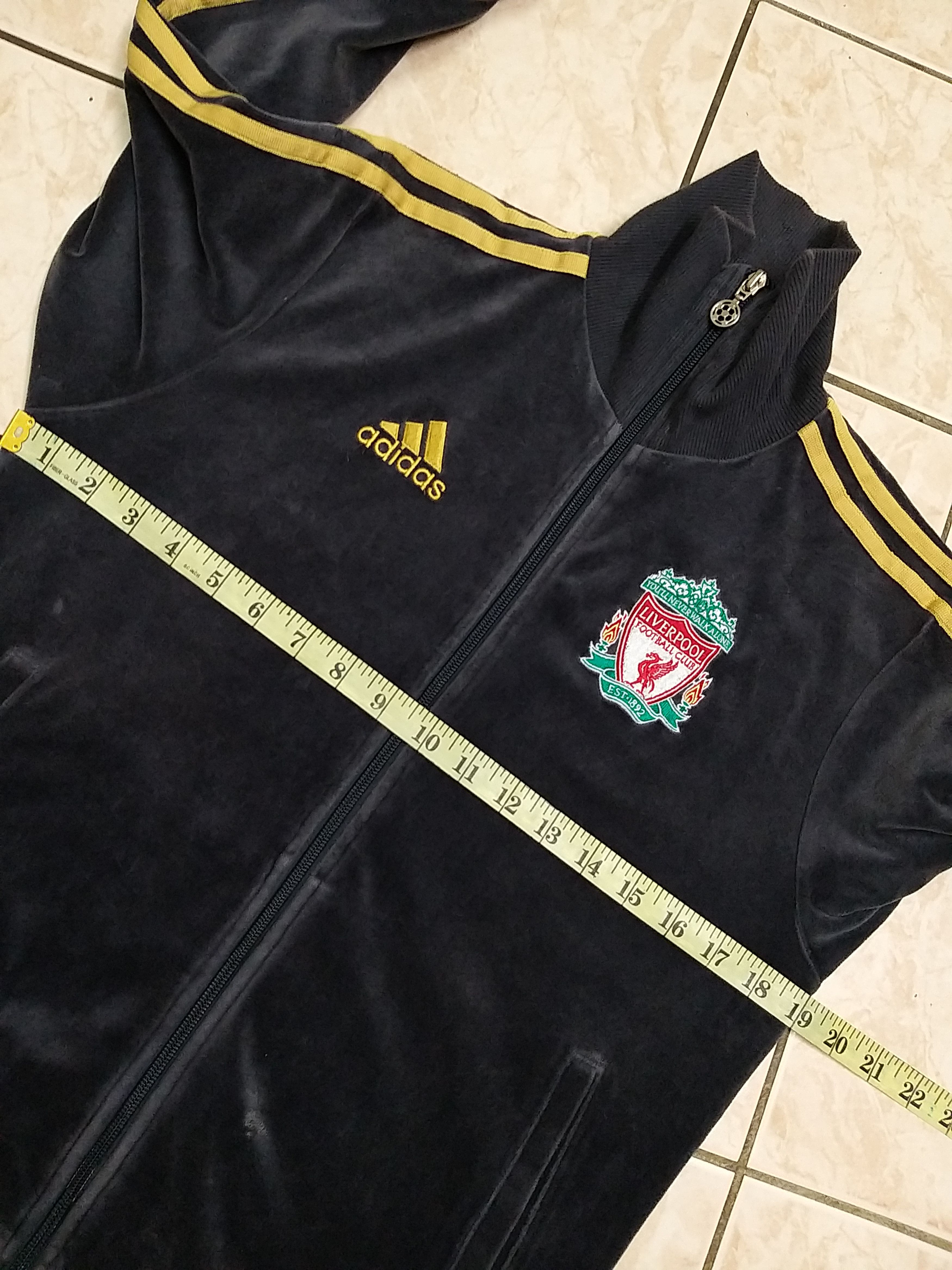 Adidas NICE💥VINTAGE ADIDAS "LIVERPOOL" VELVET ZIPPER SWEATER/JACKET Size US XS / EU 42 / 0 - 9 Thumbnail