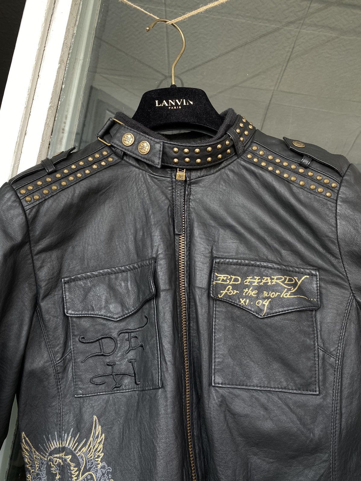 Vintage Vintage Ed hardy Jacket Leather motorcycle bomber Size US S / EU 44-46 / 1 - 9 Thumbnail