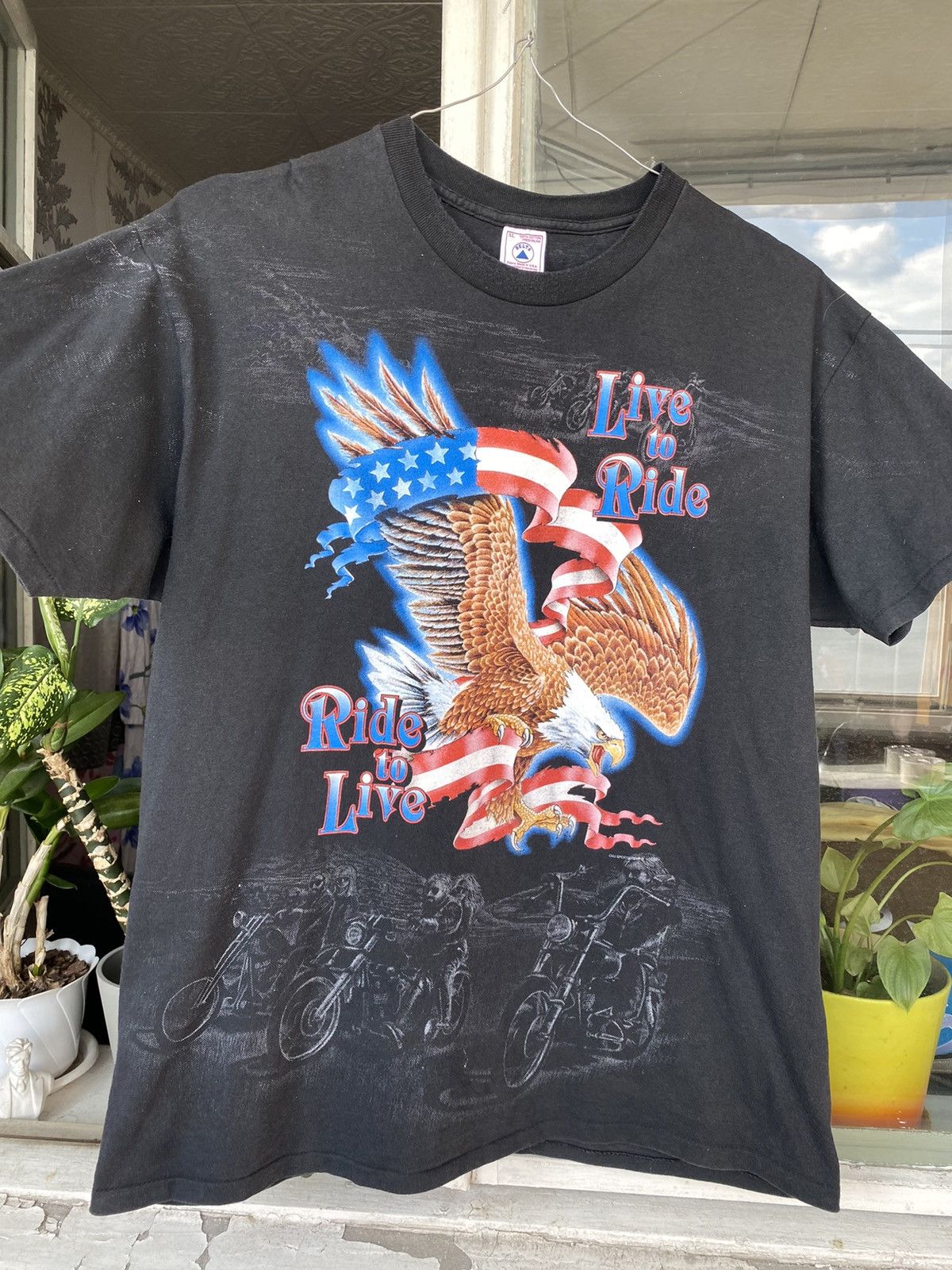 Authentic Vintage 1994 “Live to Ride” AOP Biker Tee