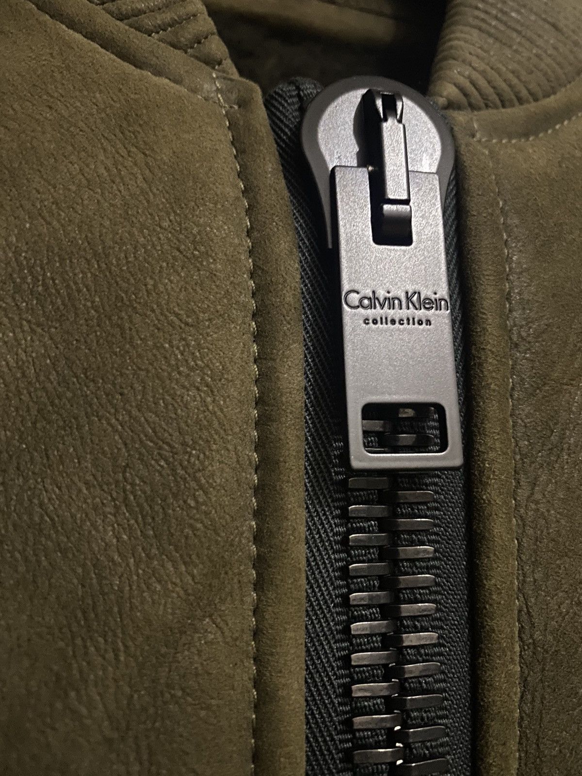 CK COLLECTION Shearling Lined Leather Jacket