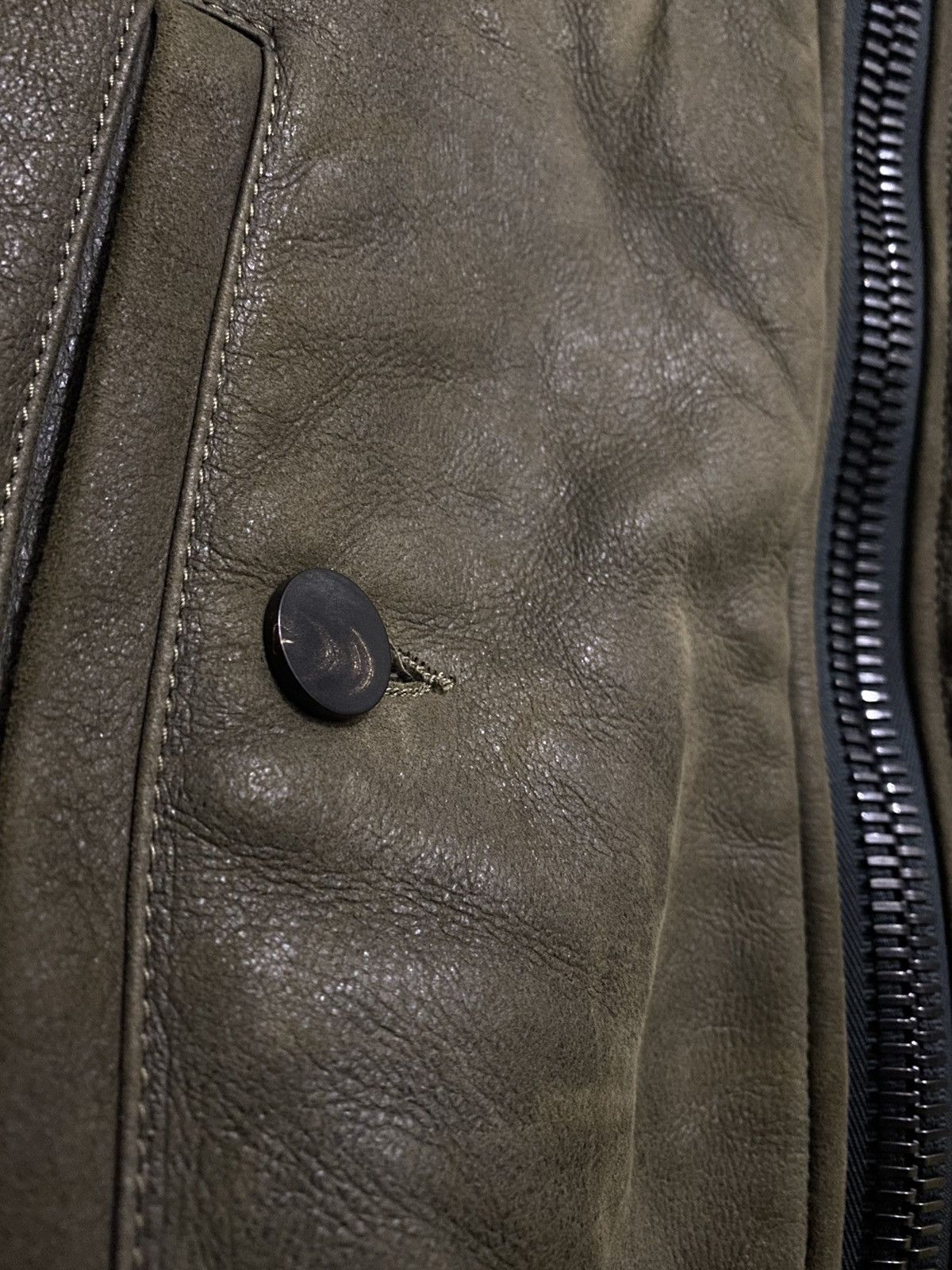 CK COLLECTION Shearling Lined Leather Jacket