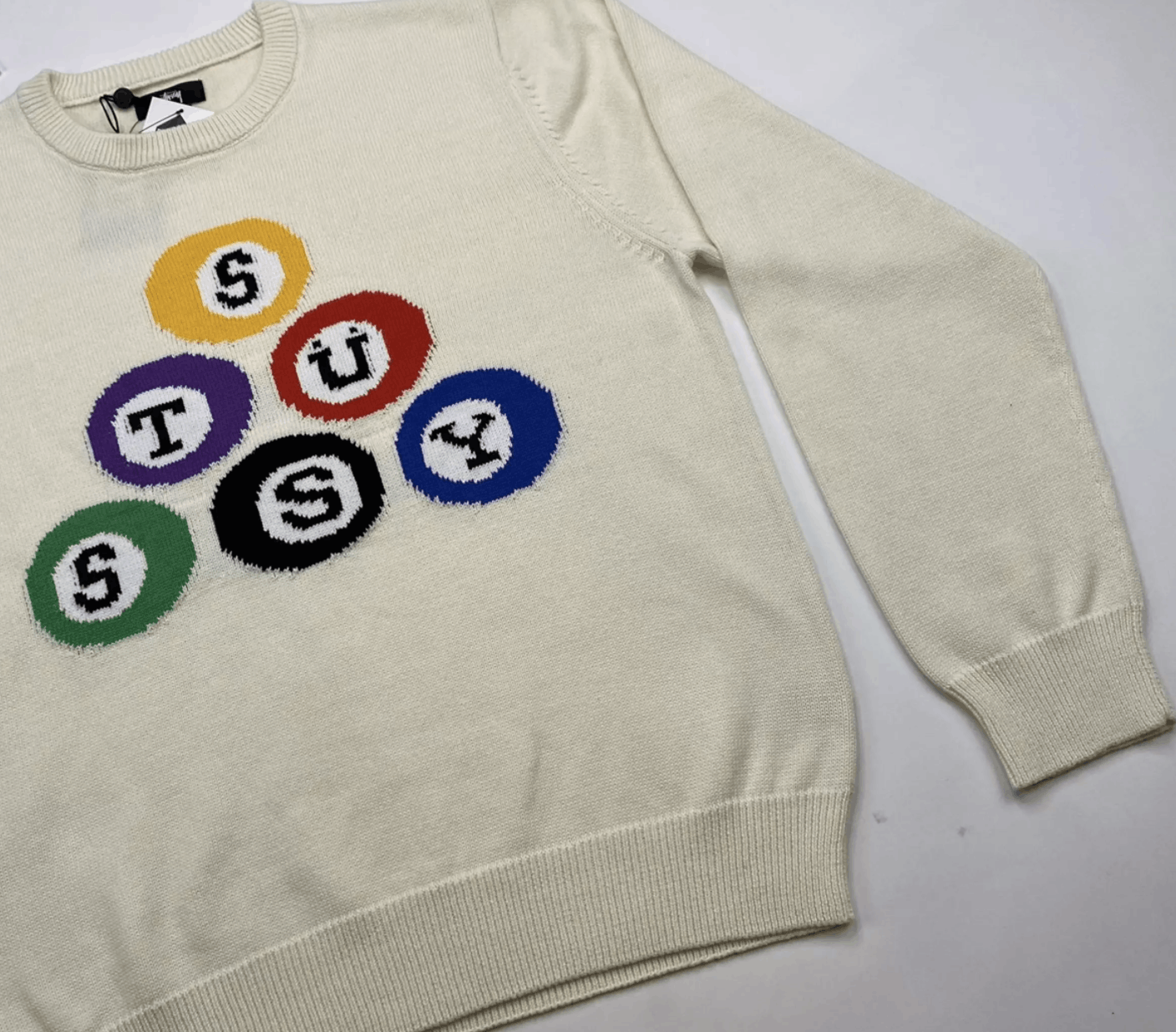 Stussy billiard ball sweater cream Grailed