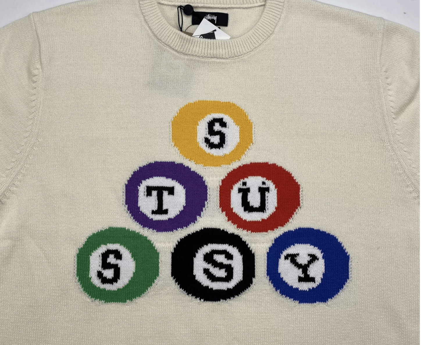 Stussy billiard ball sweater cream Grailed