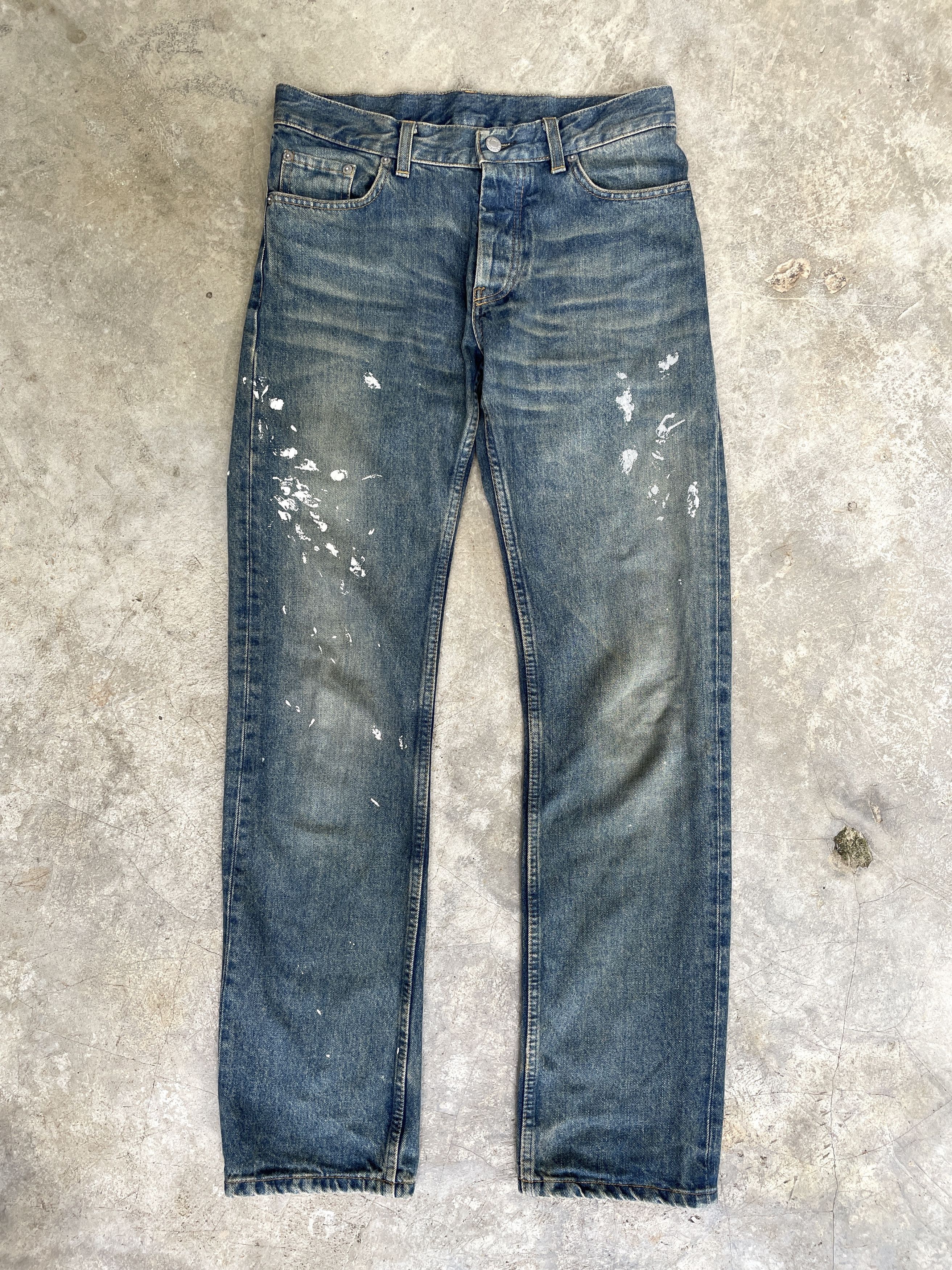 Pre-owned Helmut Lang 1998 Painter Dirty Wash Classic Cut Jeans In Denim