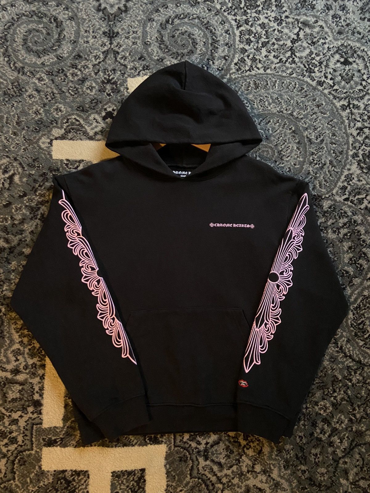 Chrome Hearts Matty Boy Shoulder Logo Hoodie Black/Pink Men's - US