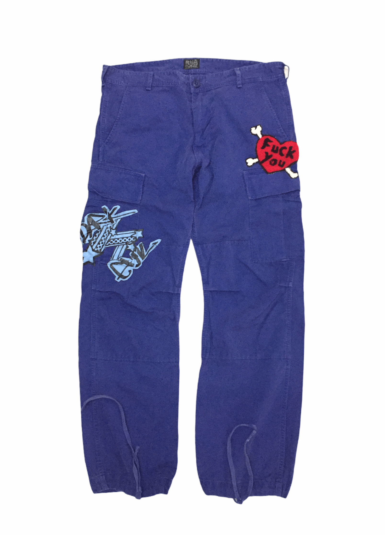 Japanese Brand RNA DNA FUCK you dark devil hem drawstring cargos pants Size US 31 - 1 Thumbnail
