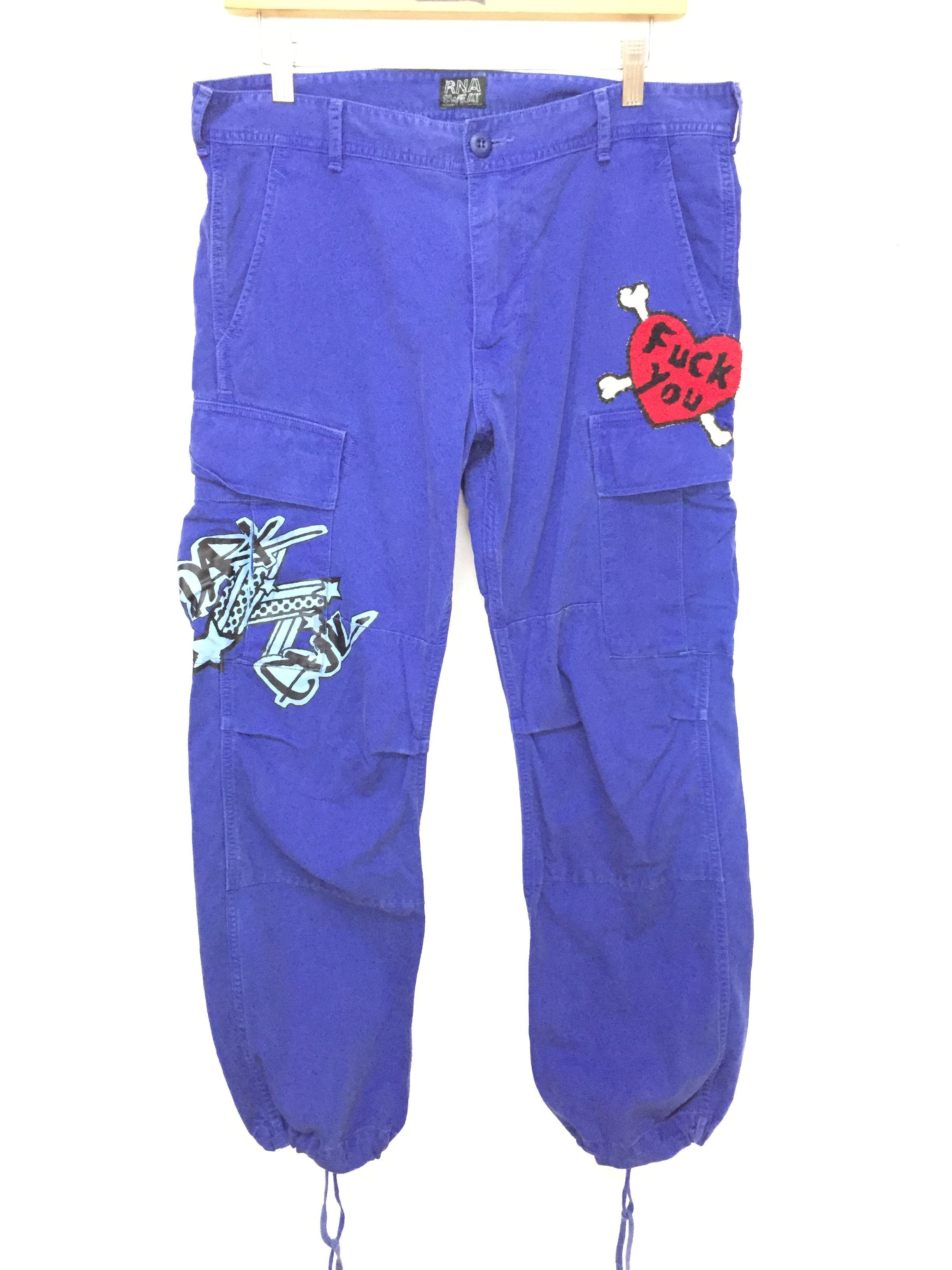 Japanese Brand RNA DNA FUCK you dark devil hem drawstring cargos pants Size US 31 - 2 Thumbnail