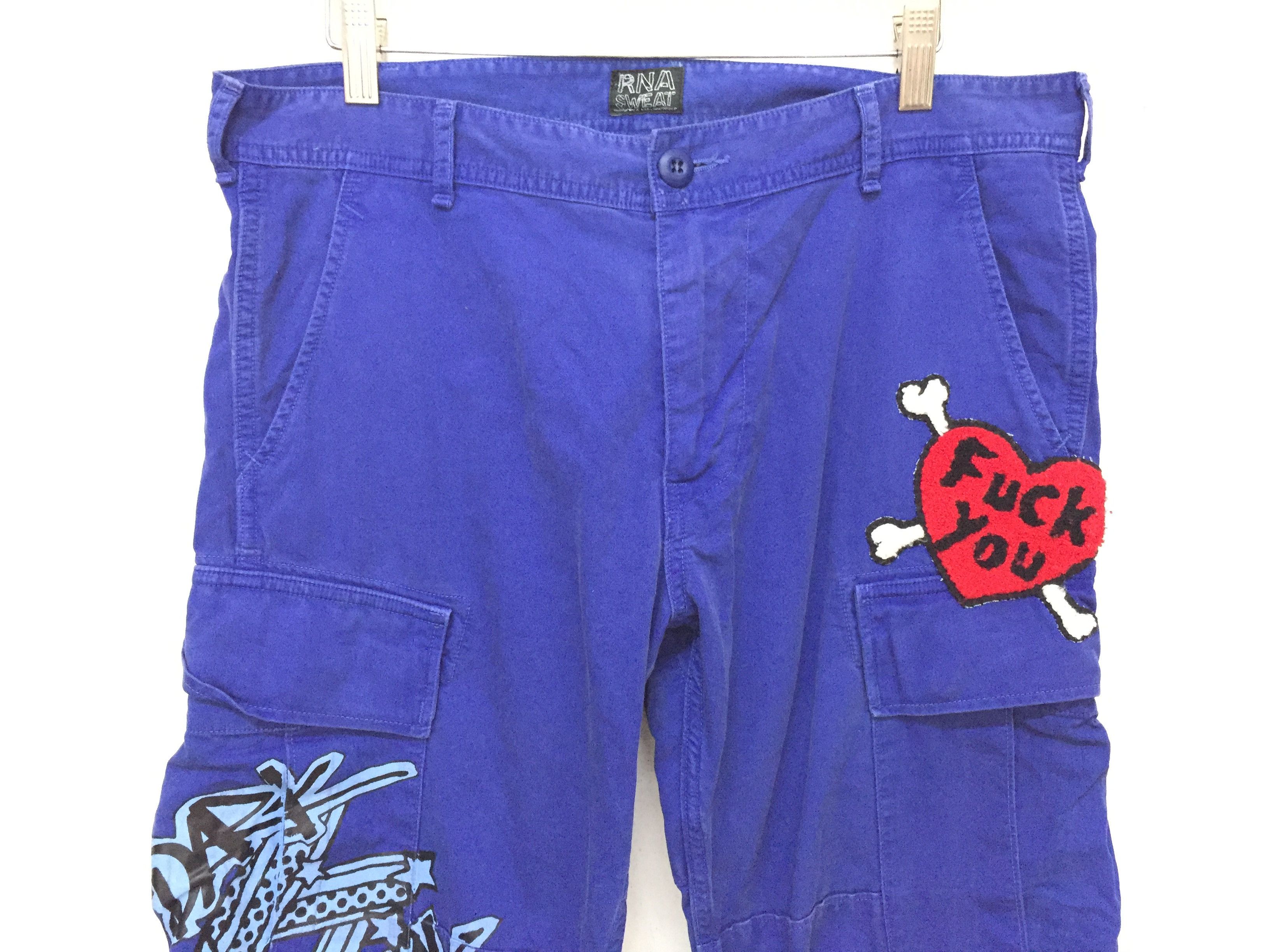 Japanese Brand RNA DNA FUCK you dark devil hem drawstring cargos pants Size US 31 - 3 Thumbnail