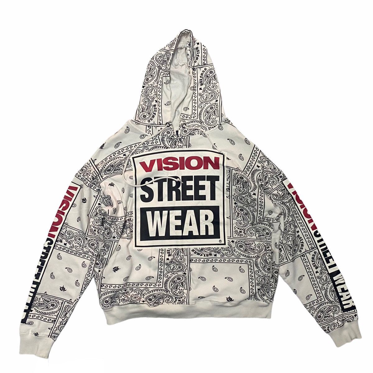 Vision x Halfman Pullup hoodie. Paisley pattern.
