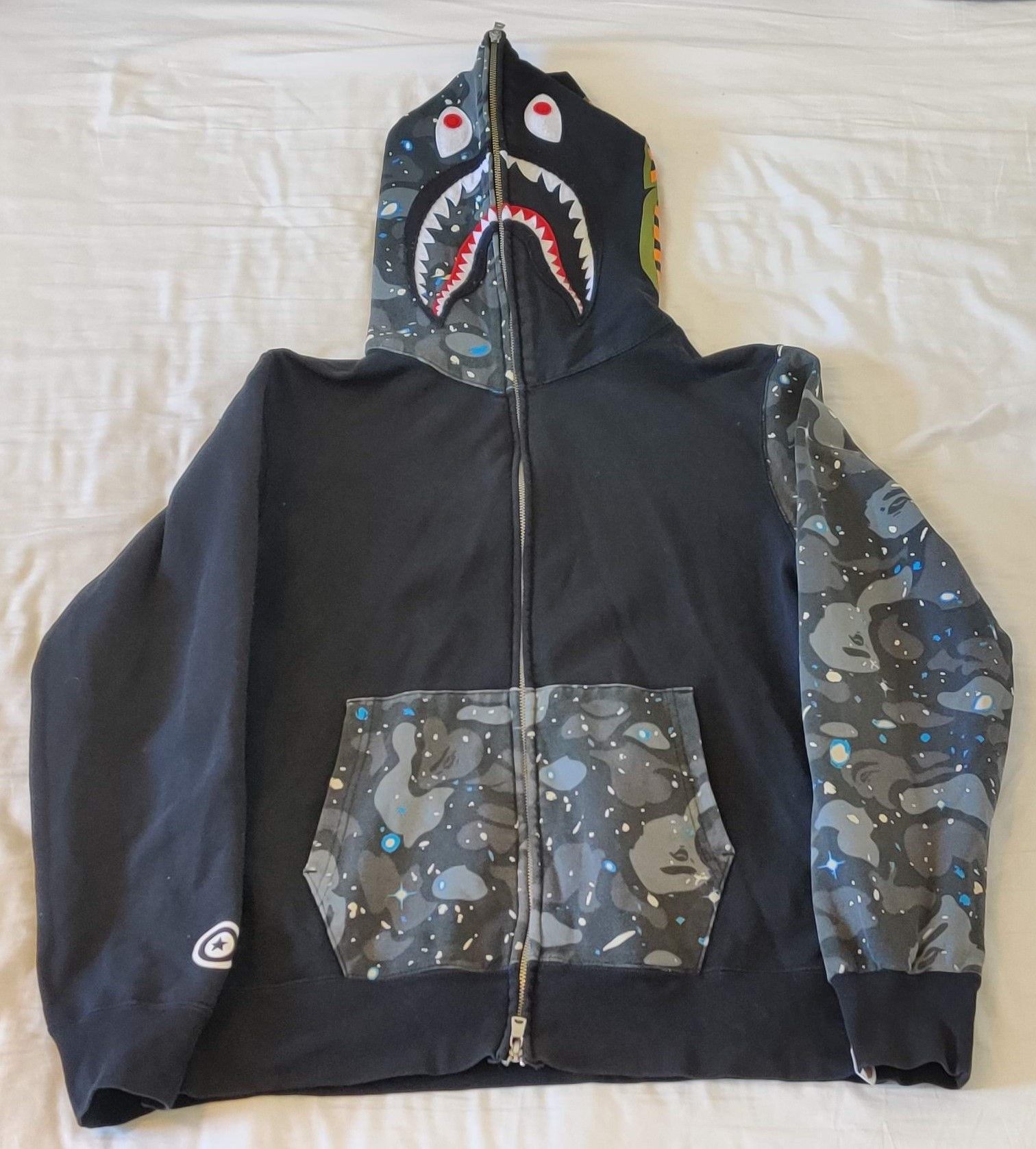 Bape BAPE space camo shark full zip hoodie galaxy Grailed