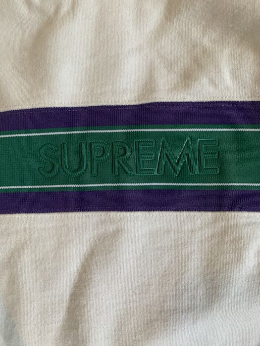 Supreme Supreme Chest Stripe Logo Hooded Sweatshirt White Purple