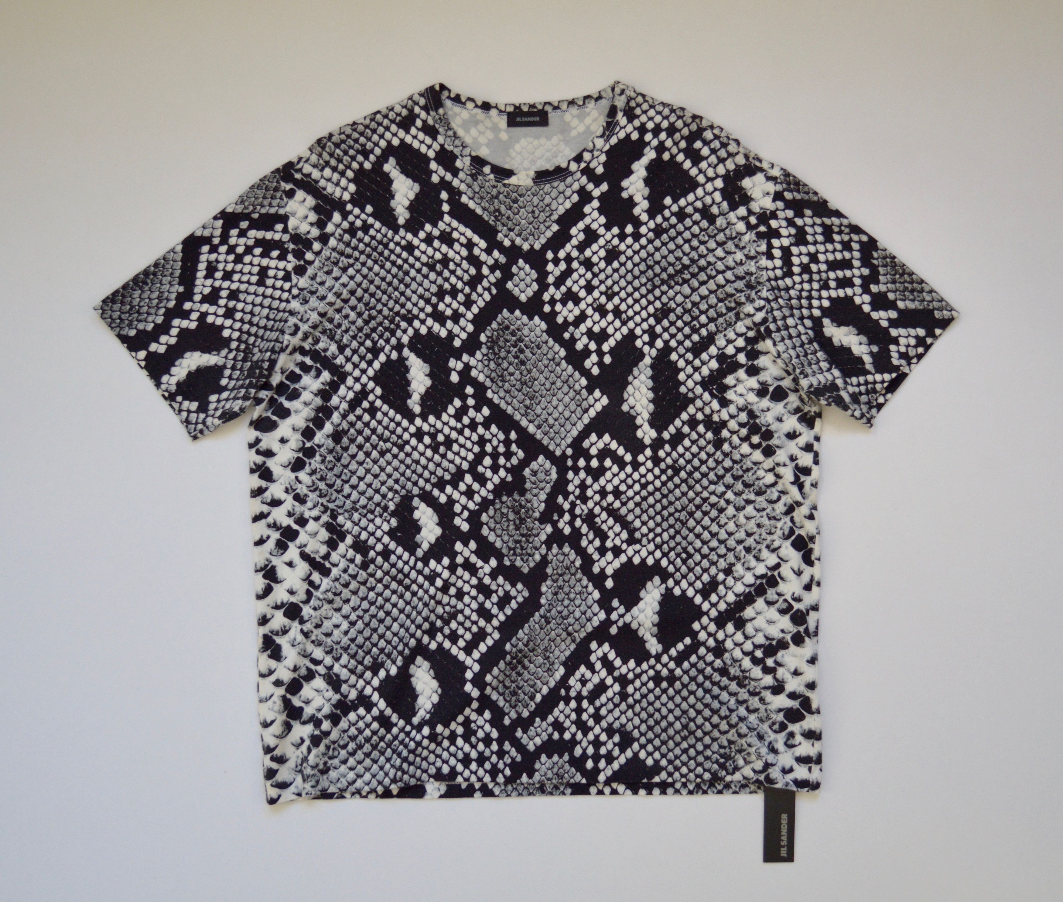 image of Jil Sander x Raf Simons S/s 12 Python Print T Shirt in White/Black, Men's (Size Large)