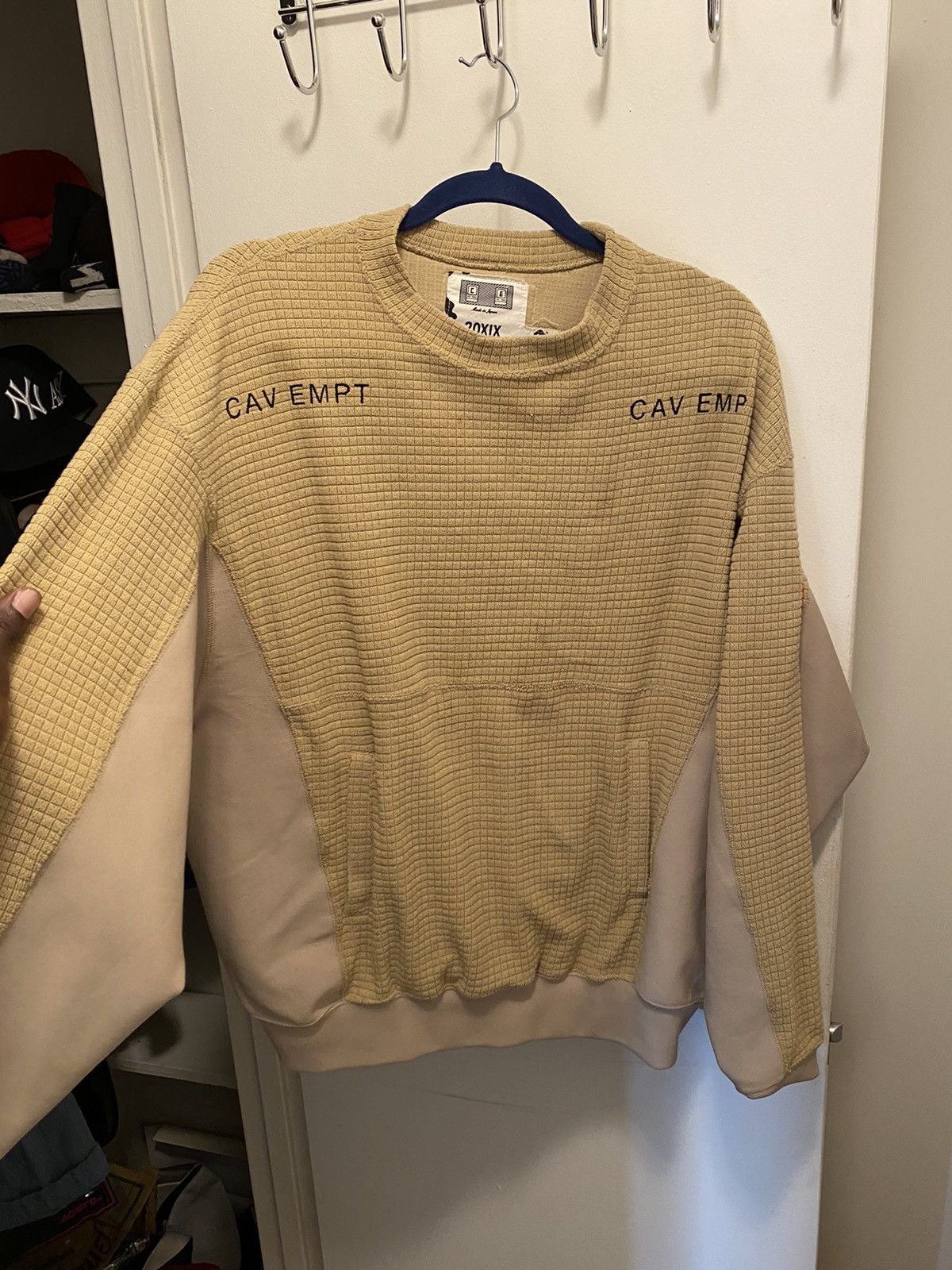 image of Cav Empt Fleece Crewneck in Yellow, Men's (Size Large)