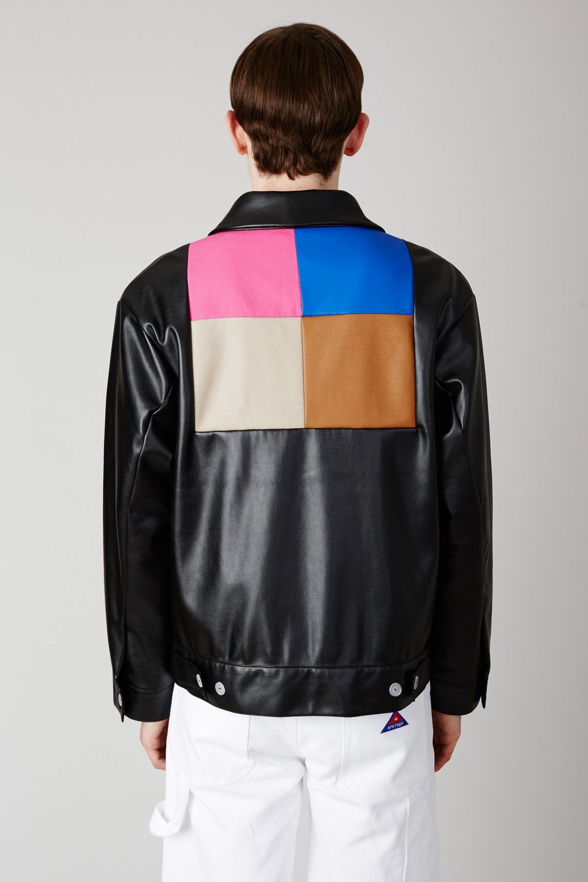 Gosha Rubchinskiy Gosha Rubchinskiy colour block leather jacket