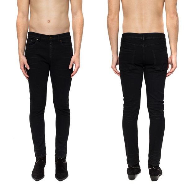 Saint Laurent Black Lightly Coated Skinny Jeans – BlackSkinny
