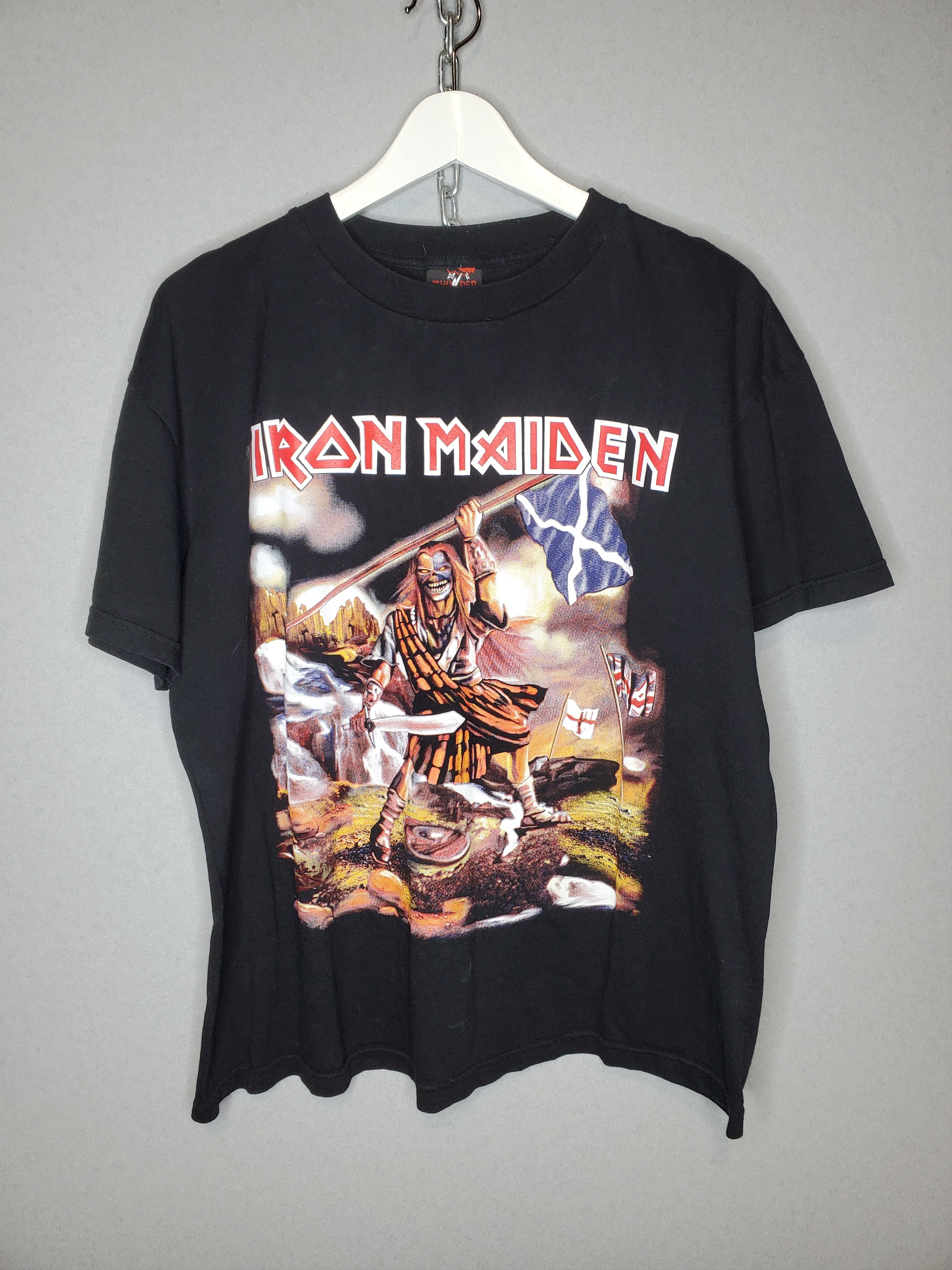Band Tees × Iron Maiden × Vintage Iron Maiden Scottish Warrior 90s Black Rock Merch Shirt 00s Size US L / EU 52-54 / 3 - 2 Thumbnail