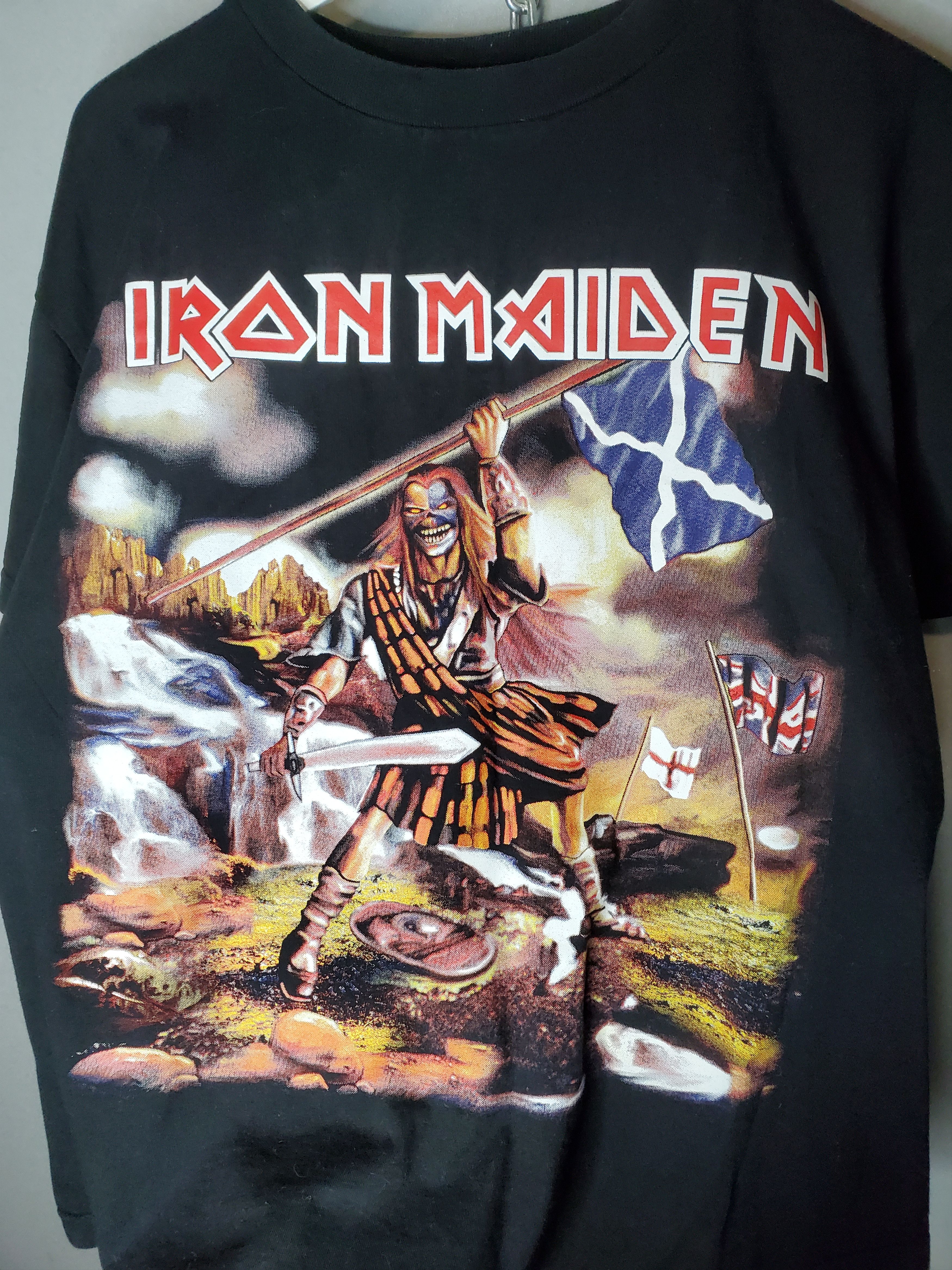 Band Tees × Iron Maiden × Vintage Iron Maiden Scottish Warrior 90s Black Rock Merch Shirt 00s Size US L / EU 52-54 / 3 - 3 Thumbnail