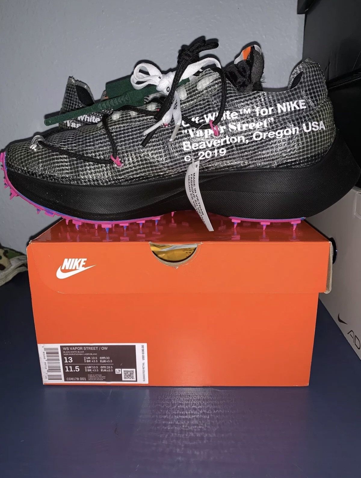 Nike × Off-White Nike x Off-White Vapor Street Black Laser Fuchsia Size US 11.5 / EU 44-45 - 2 Thumbnail