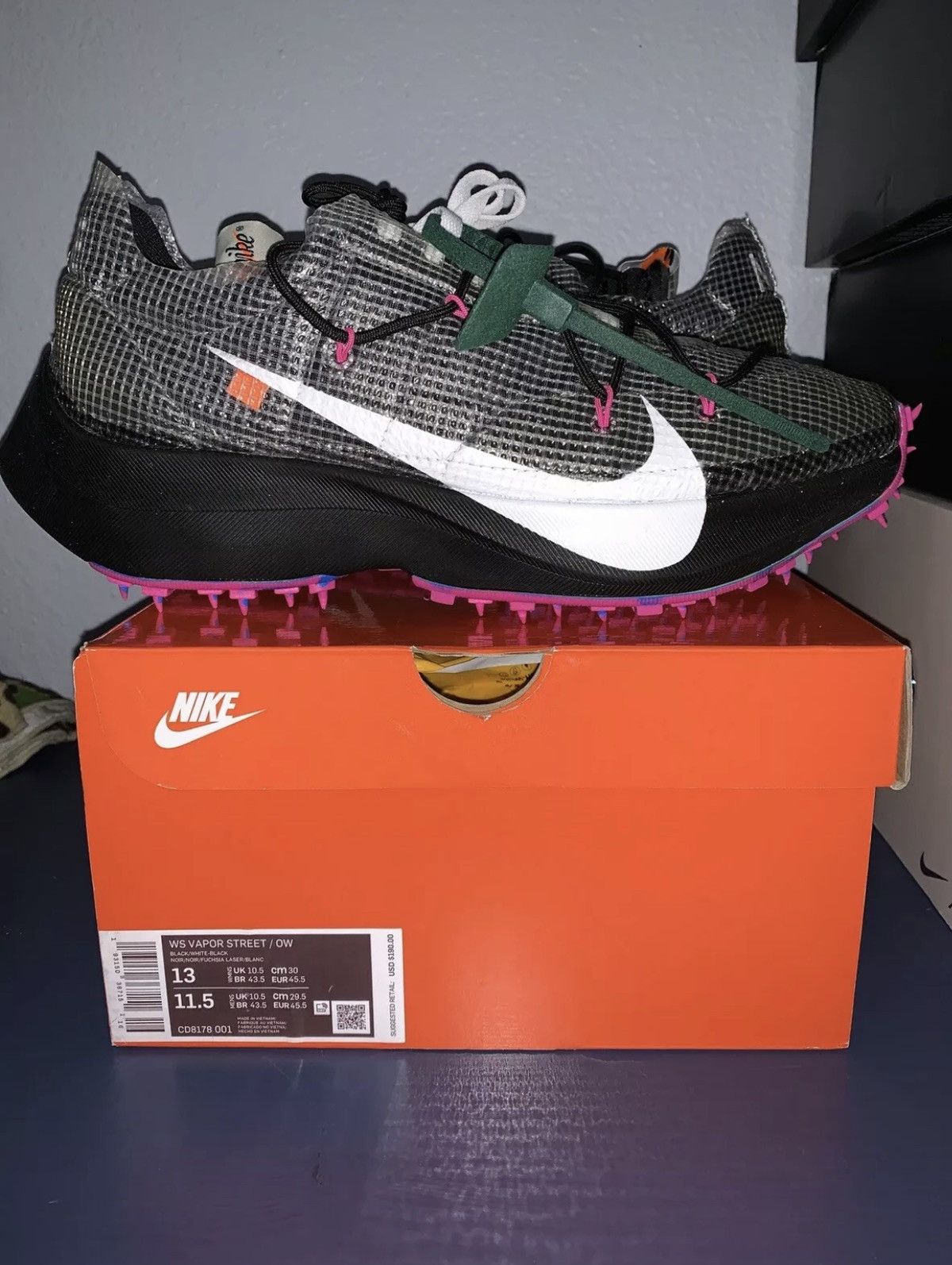 Nike × Off-White Nike x Off-White Vapor Street Black Laser Fuchsia Size US 11.5 / EU 44-45 - 1 Thumbnail