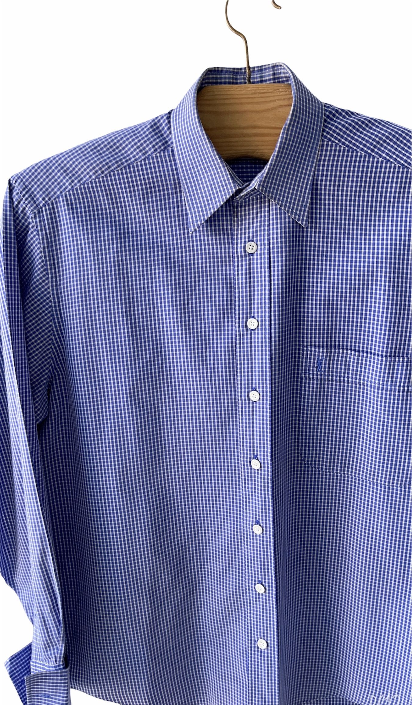 Yves Saint Laurent 🔥 Plaid YSL double cuff smoking shirt size L Size US L / EU 52-54 / 3 - 1 Thumbnail