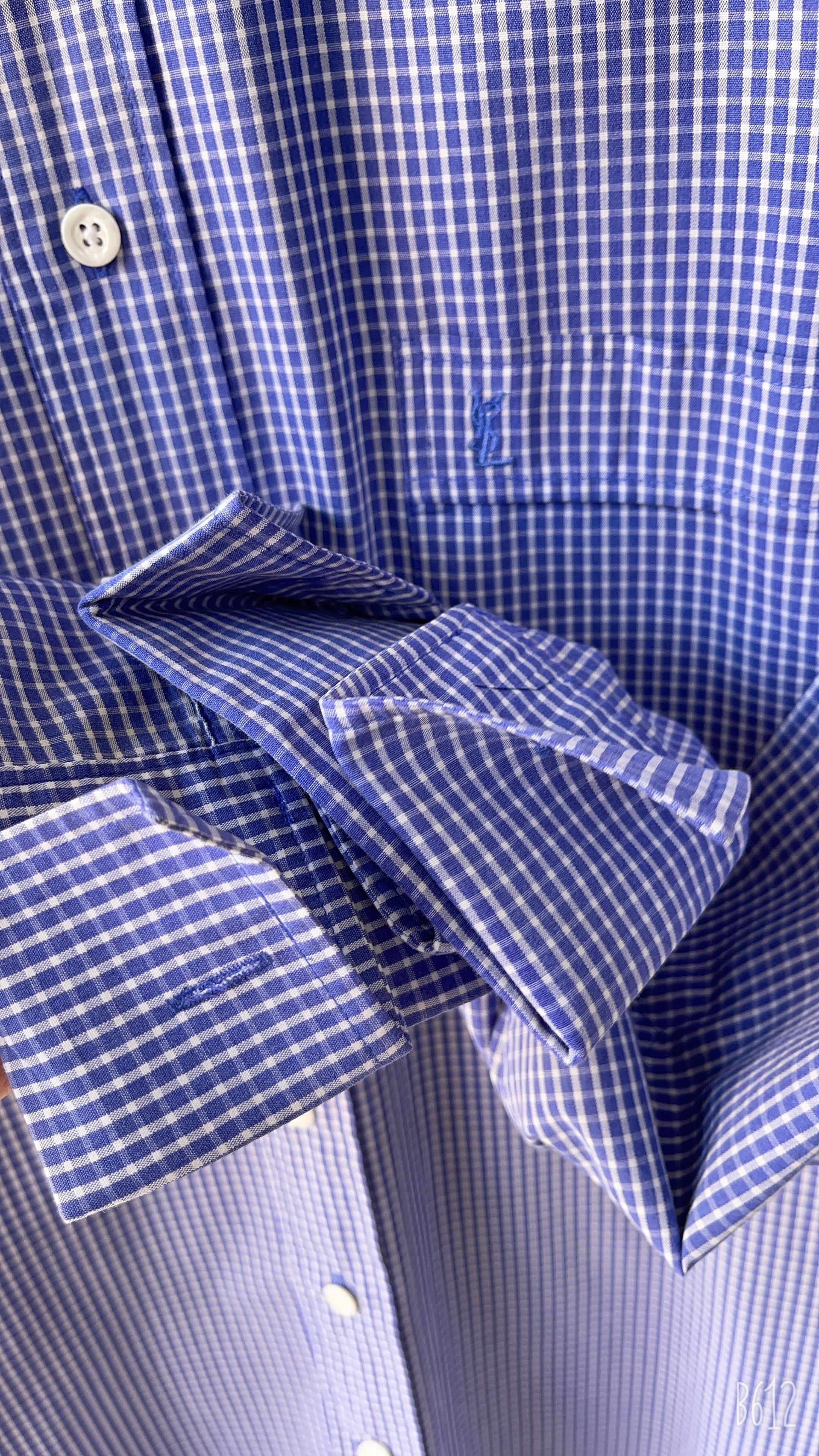Yves Saint Laurent 🔥 Plaid YSL double cuff smoking shirt size L Size US L / EU 52-54 / 3 - 6 Thumbnail
