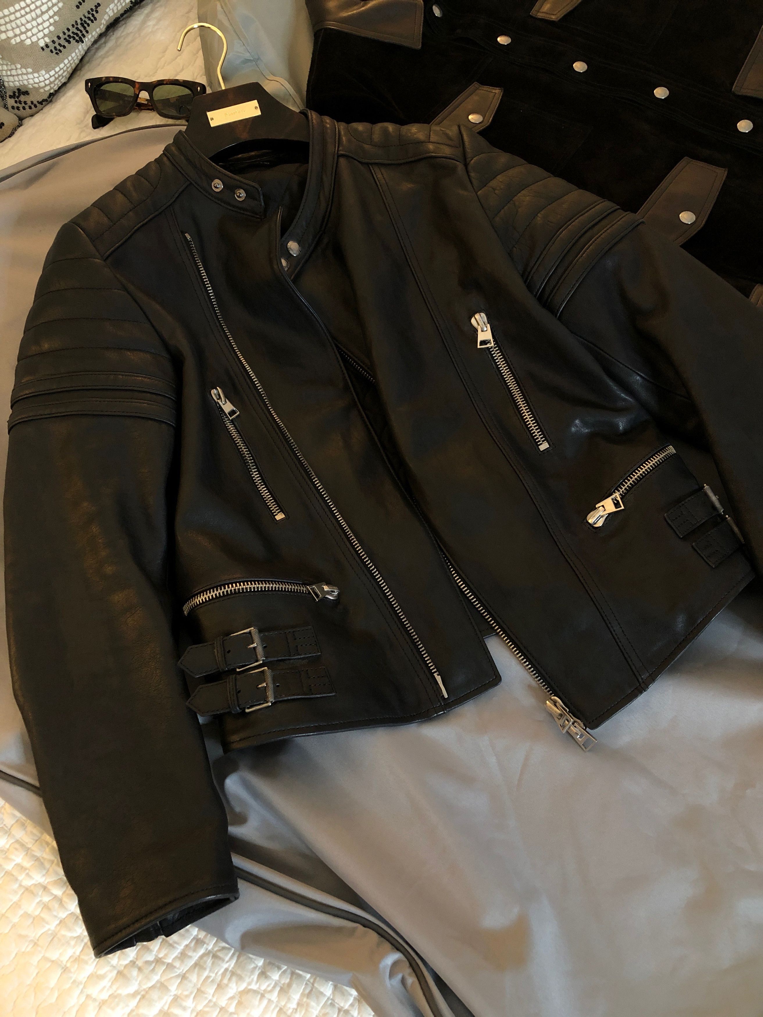 image of Tom Ford Icon Biker Jacket in Black/Navy, Men's (Size Medium)