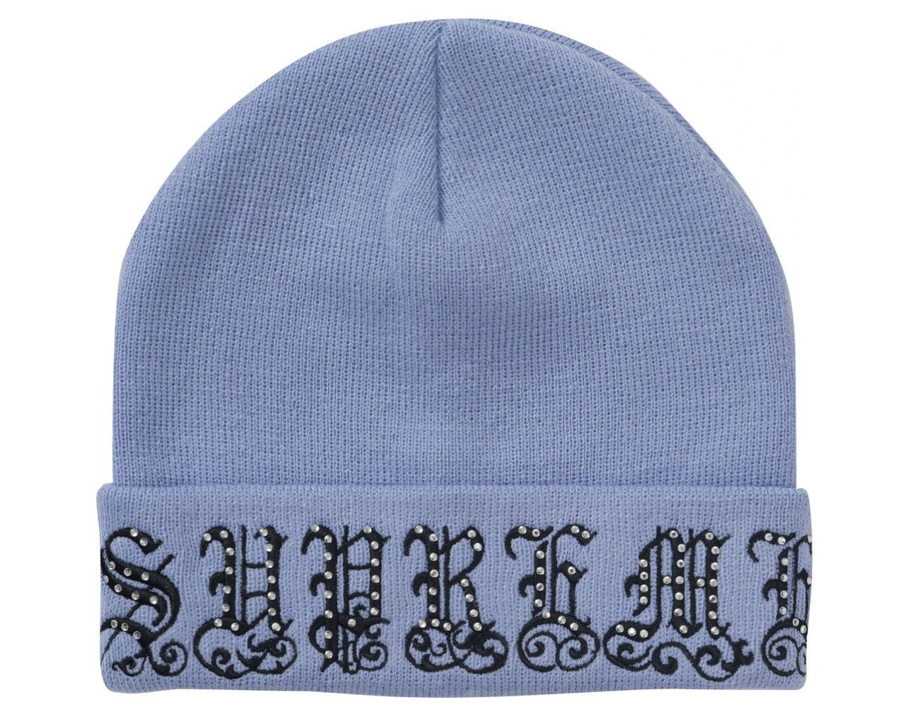 Supreme Old English Rhinestone Beanie Light Slate SS21