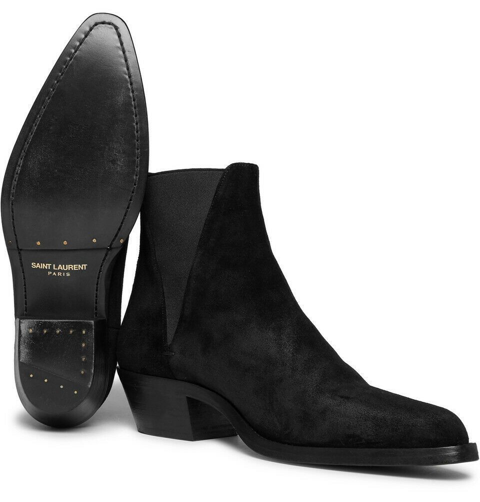 Saint Laurent Paris NWB $1400 Dakota Brushed-Suede Chelsea Boots 552489 BT300 Size US 10 / EU 43 - 4 Thumbnail