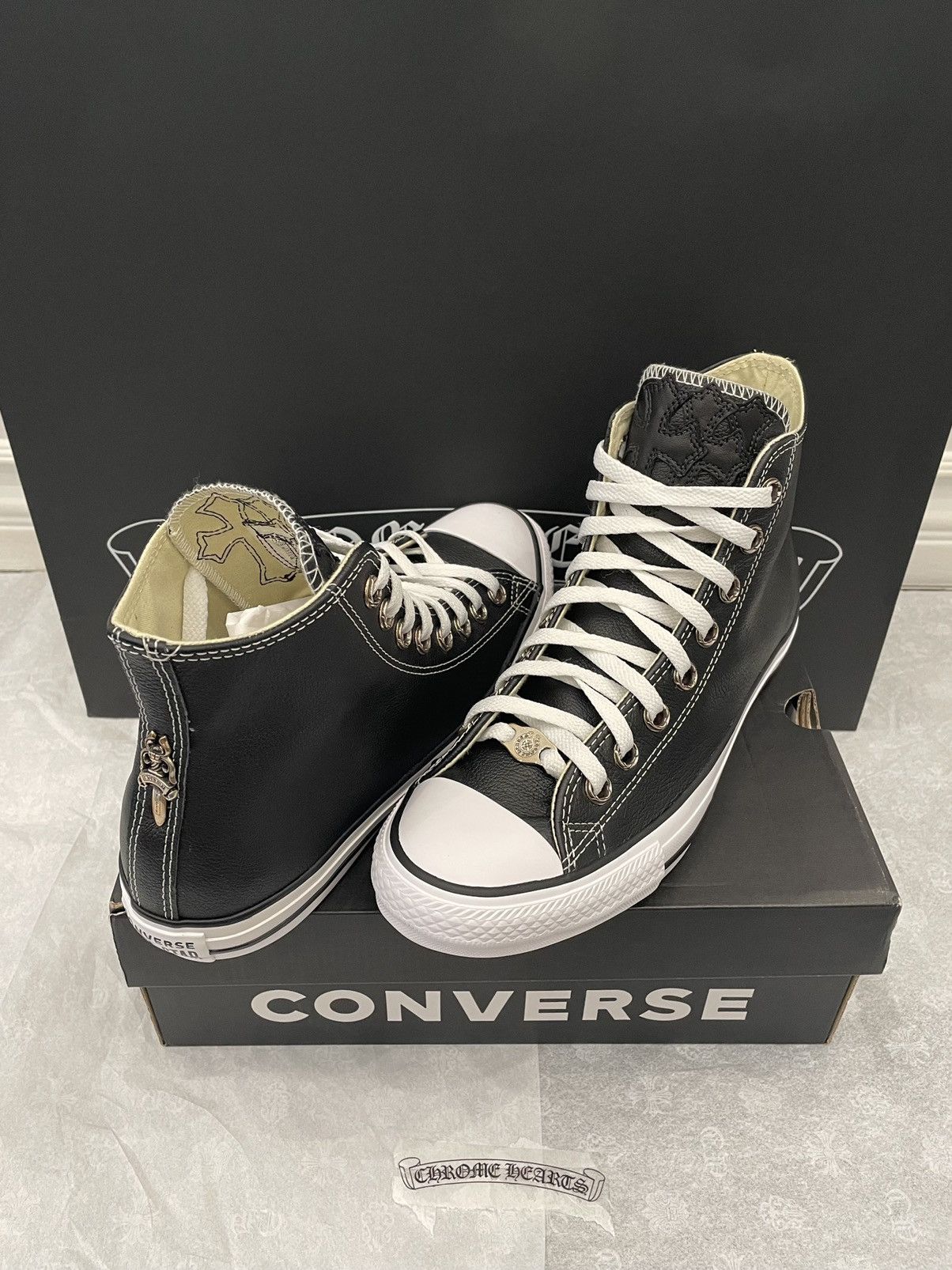 image of Chrome Hearts Converse Shoes in Black, Men's (Size 8)