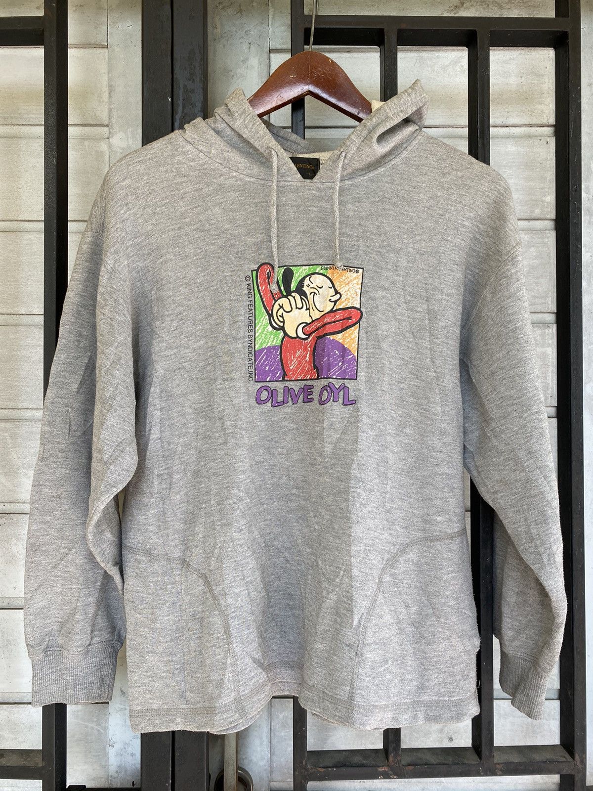 Vintage Vintage Gianni Valentino X Olive Oyl Hoodie Big Printed Logo Size US L / EU 52-54 / 3 - 1 Thumbnail