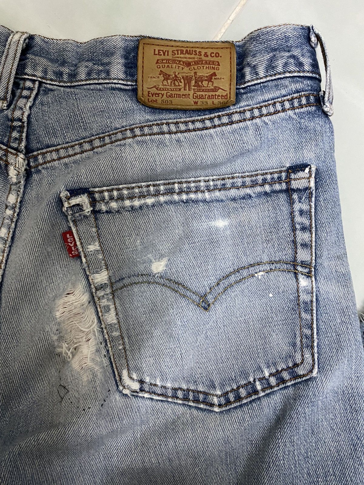 Levi's × Vintage 🔥Vintage 90s Levi’s 503 USA Ripped Off Denim Short Size US 32 / EU 48 - 9 Thumbnail