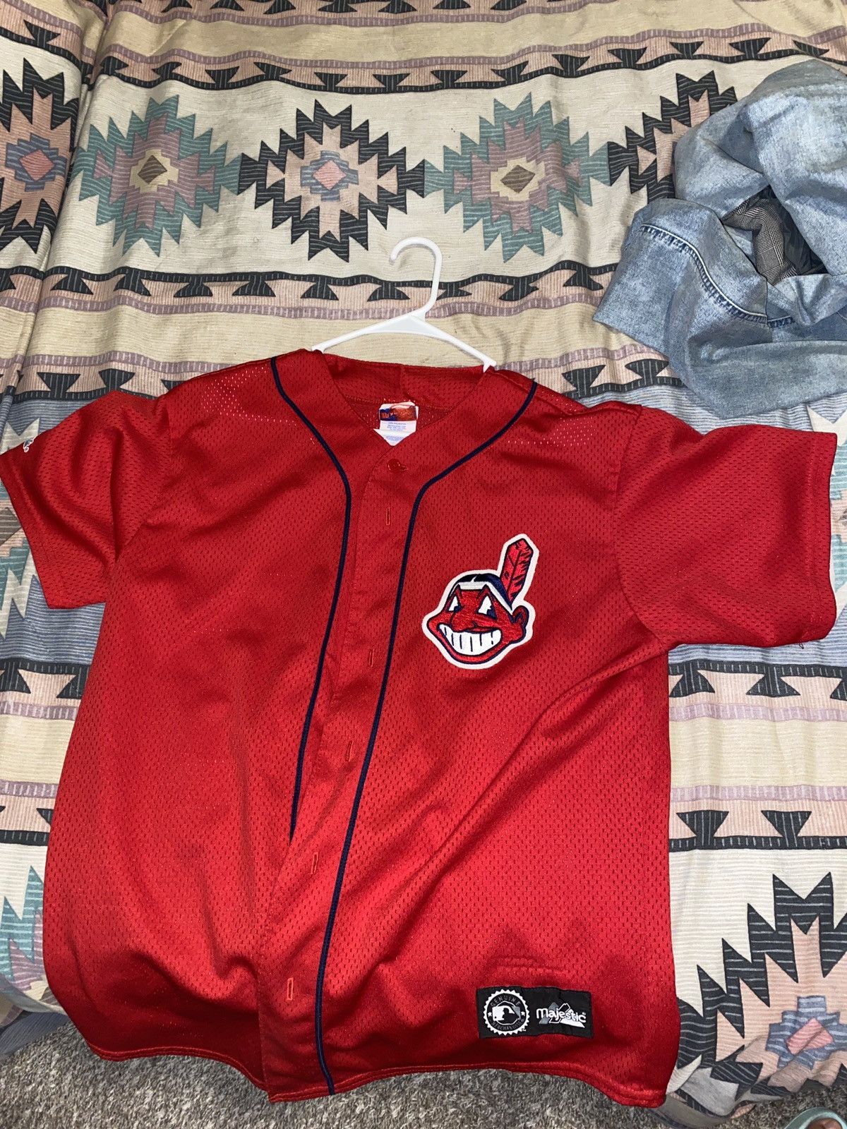 Nike × Vintage Vintage Cleveland Indians MLB Baseball Jersey Size US L / EU 52-54 / 3 - 1 Thumbnail