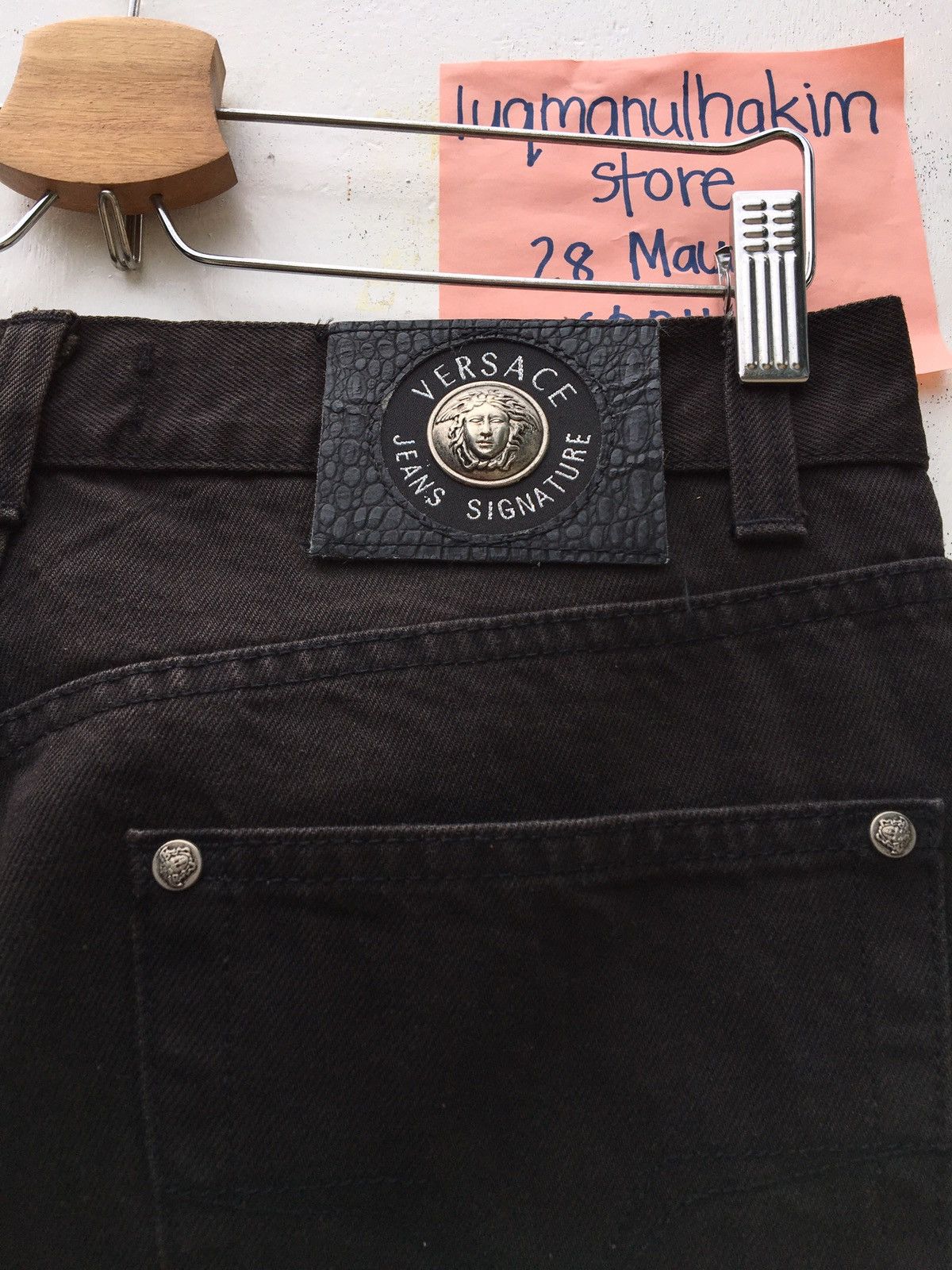 image of Vintage Versace Medusa Loose Cut Jeans in Black, Men's (Size 32)