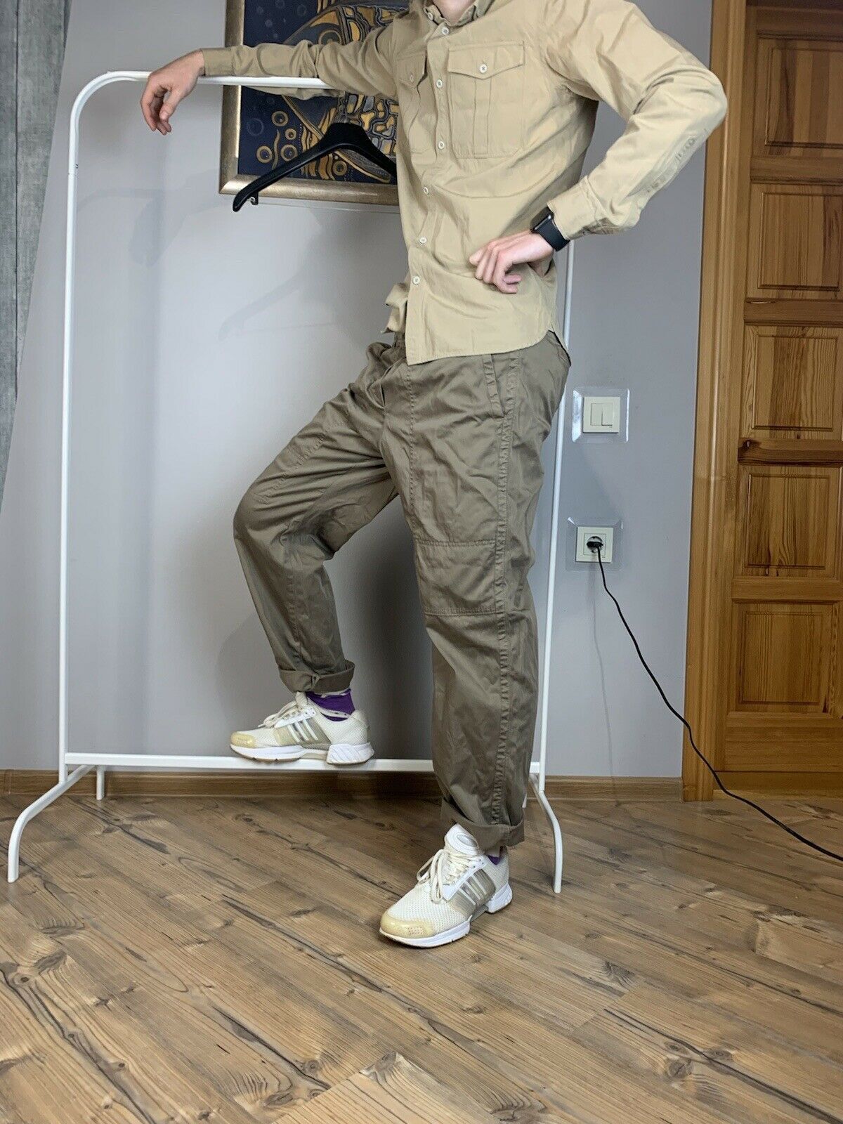 Brunelo Cucinelli Men's Brown Beige Cargo Relaxed Fit Pants