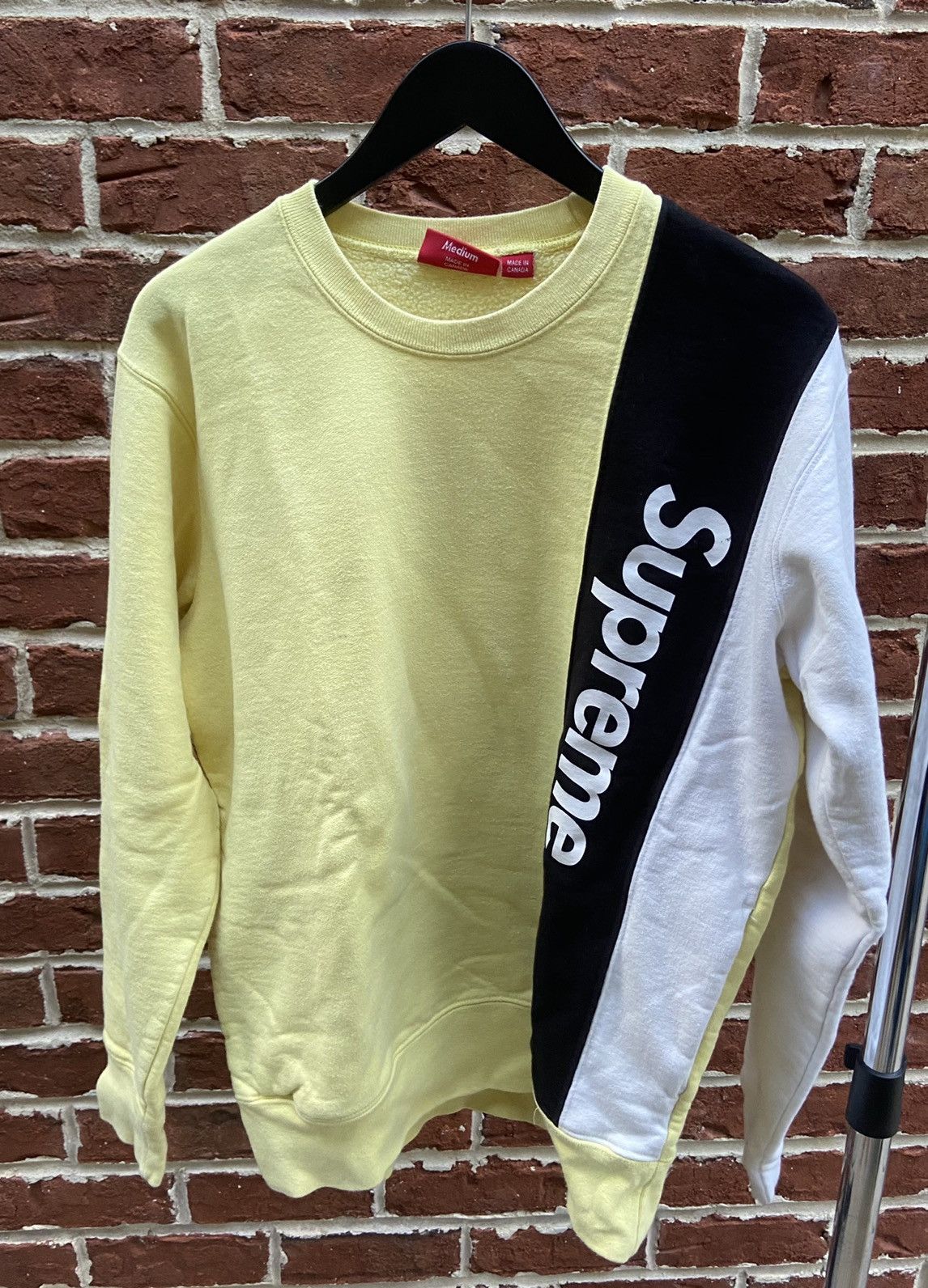 Supreme Supreme Paneled Crewneck Pale Yellow | Grailed