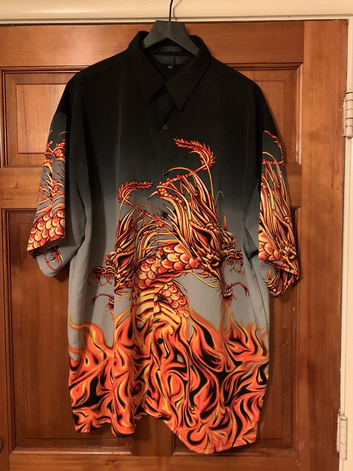 Vintage *RARE* Vintage MT:2 Fire Dragon Korean Made Button Shirt 3XL Size US XXL / EU 58 / 5 - 1 Thumbnail