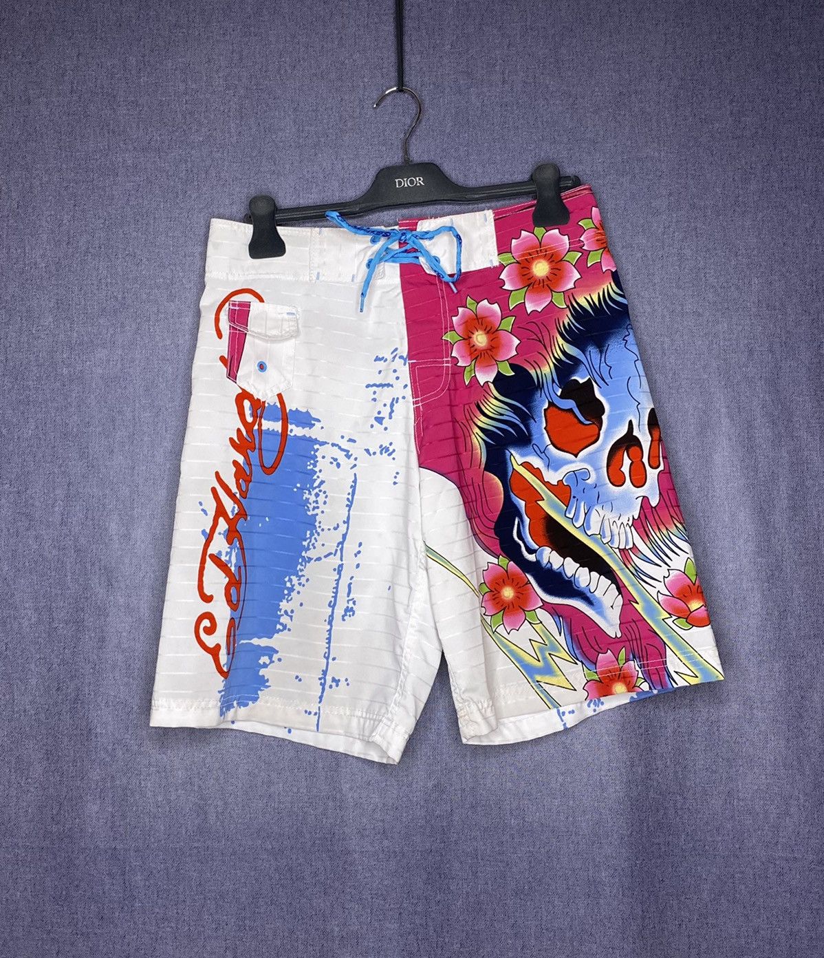 Ed Hardy × Vintage Ed Hardy by Christian Audigier vintage skull swim shorts Size US 31 - 1 Thumbnail