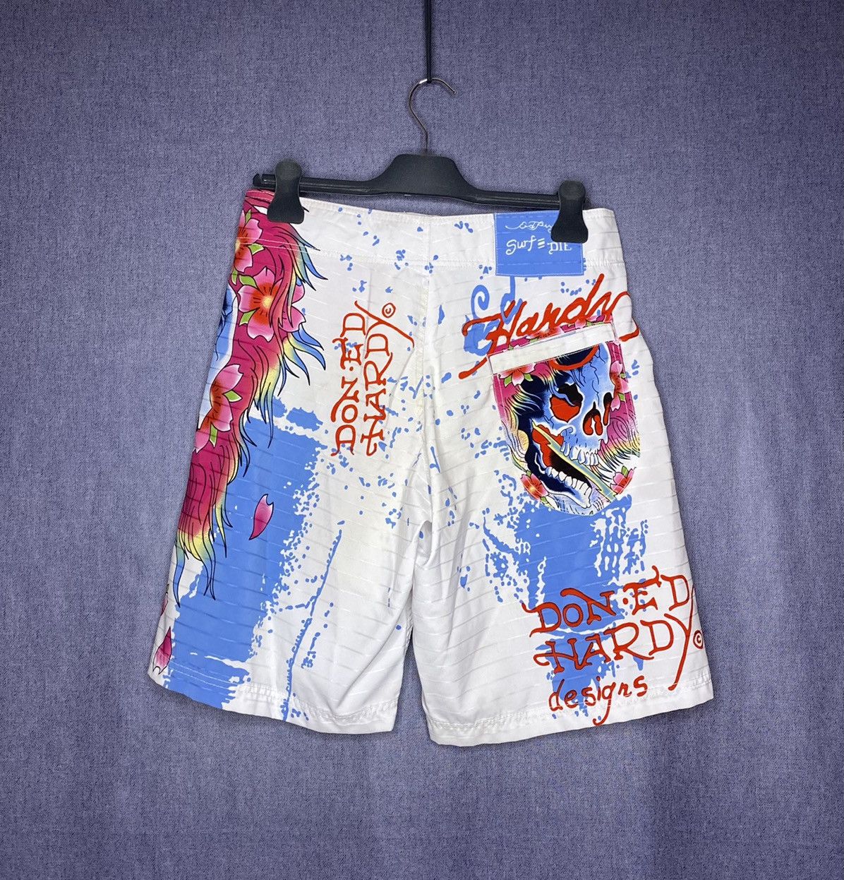 Ed Hardy × Vintage Ed Hardy by Christian Audigier vintage skull swim shorts Size US 31 - 2 Thumbnail